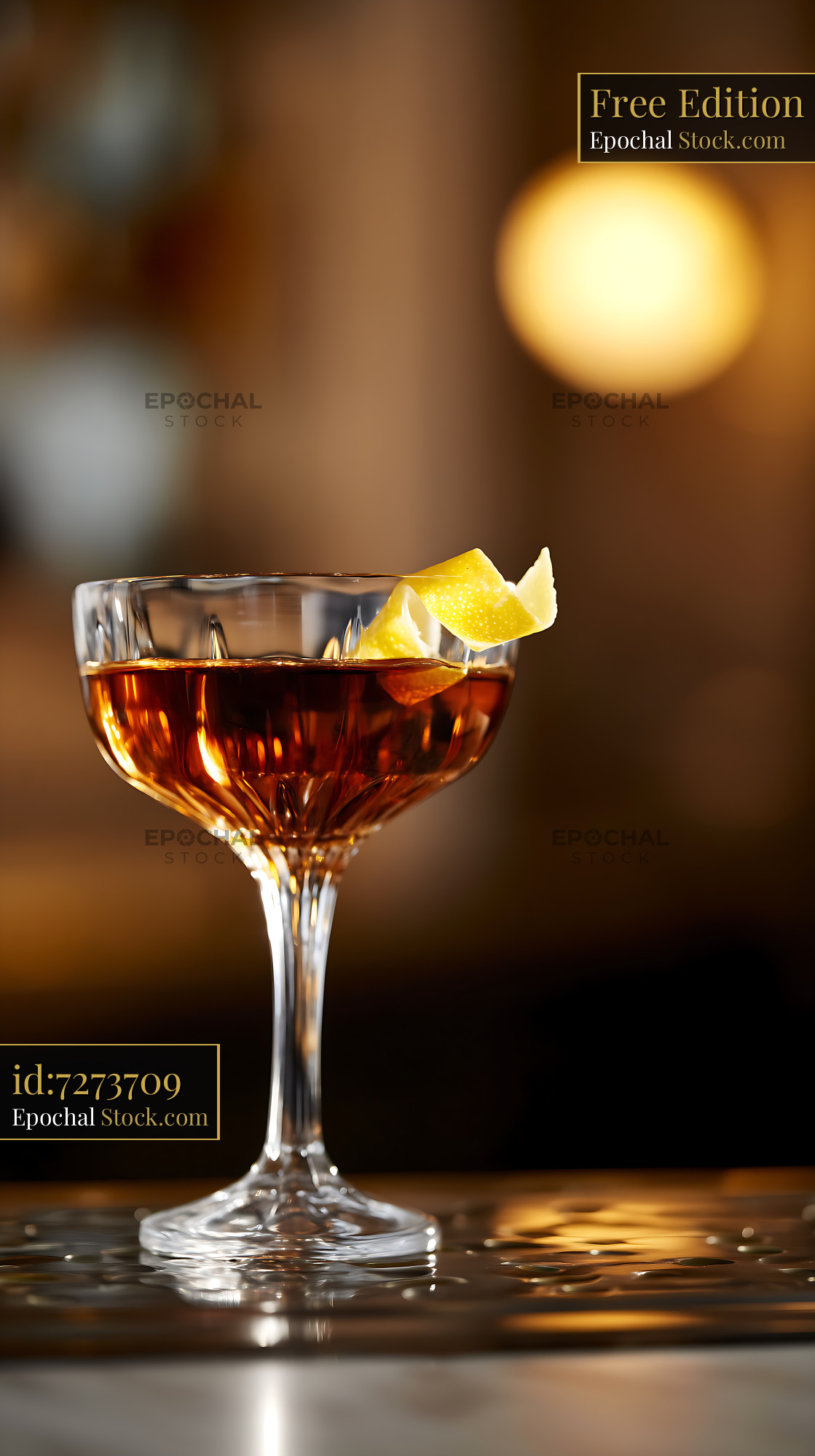 Saratoga Cocktail with Fresh Lemon Peel - stock photo