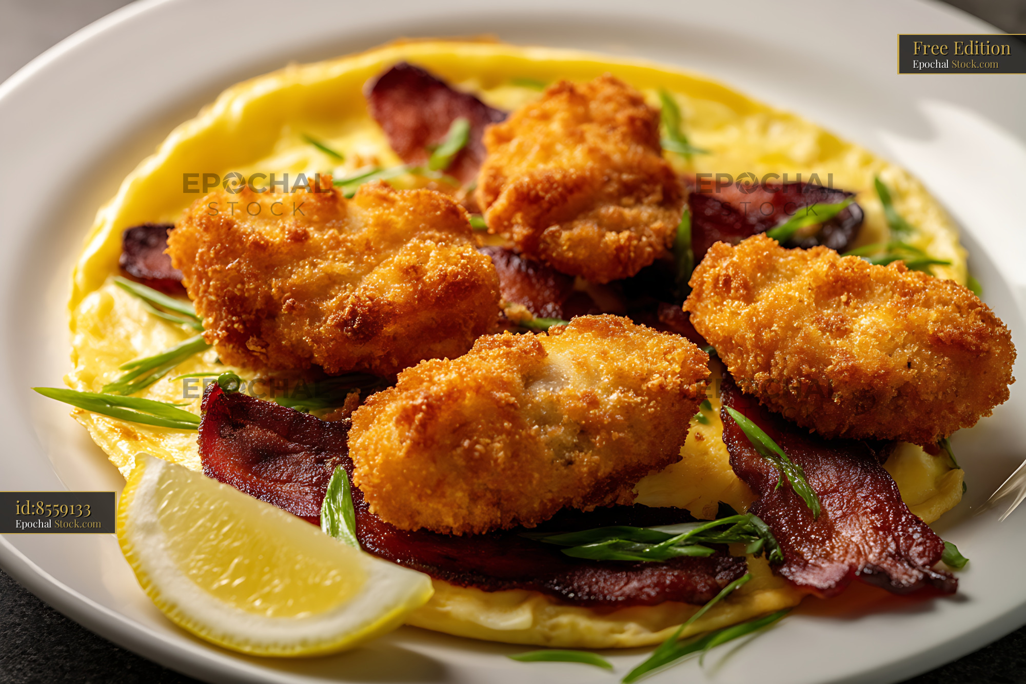 Crispy Fried Croquettes with Fluffy Eggs - stock photo