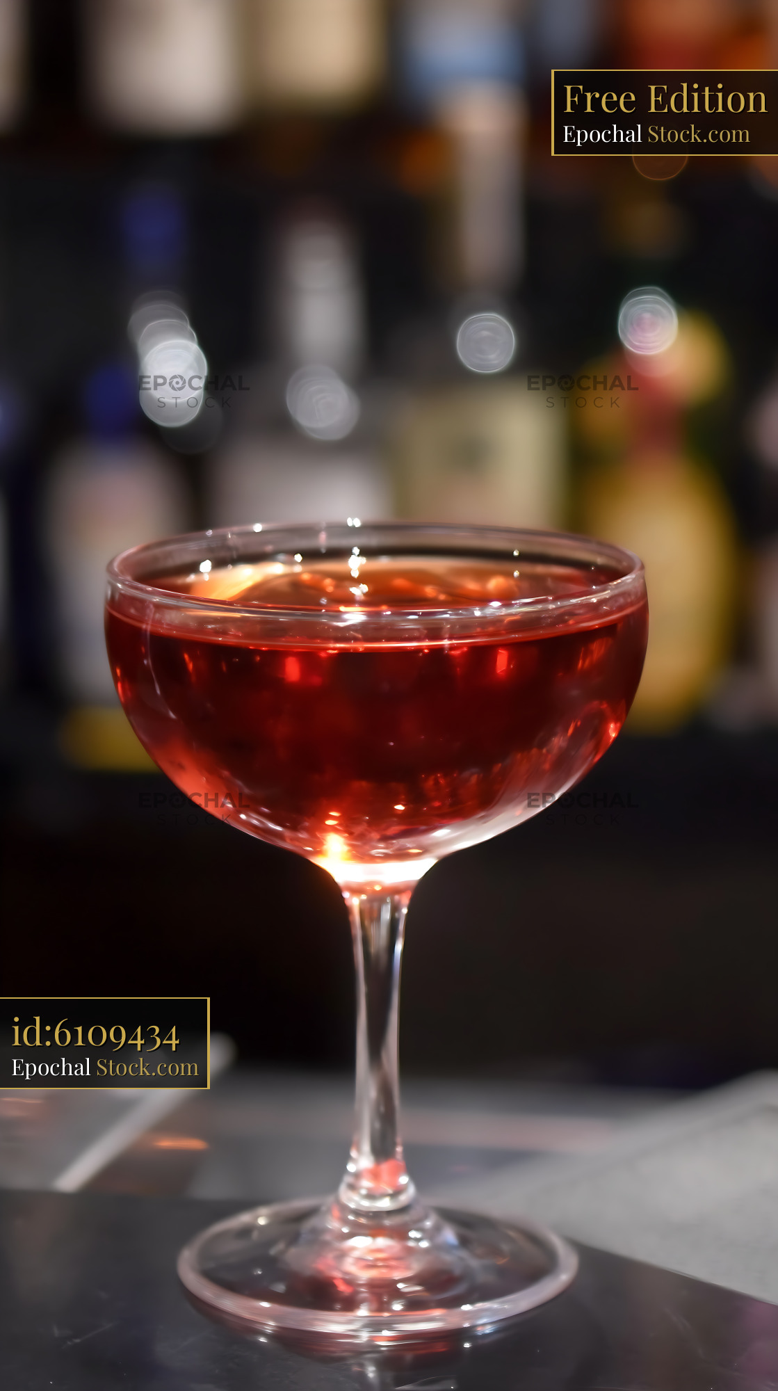 Bushwick Cocktail Served in Coupe Glass at Bar - stock photo