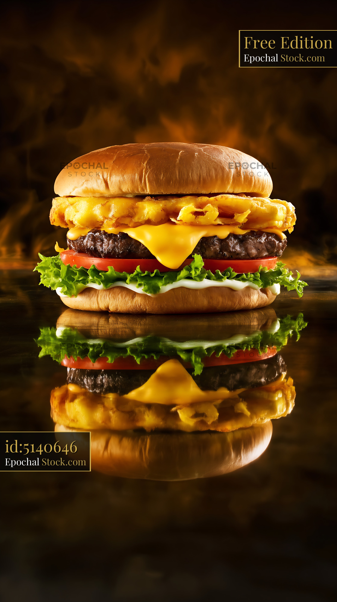 Stacked Double Cheeseburger with Crispy Fries - stock photo