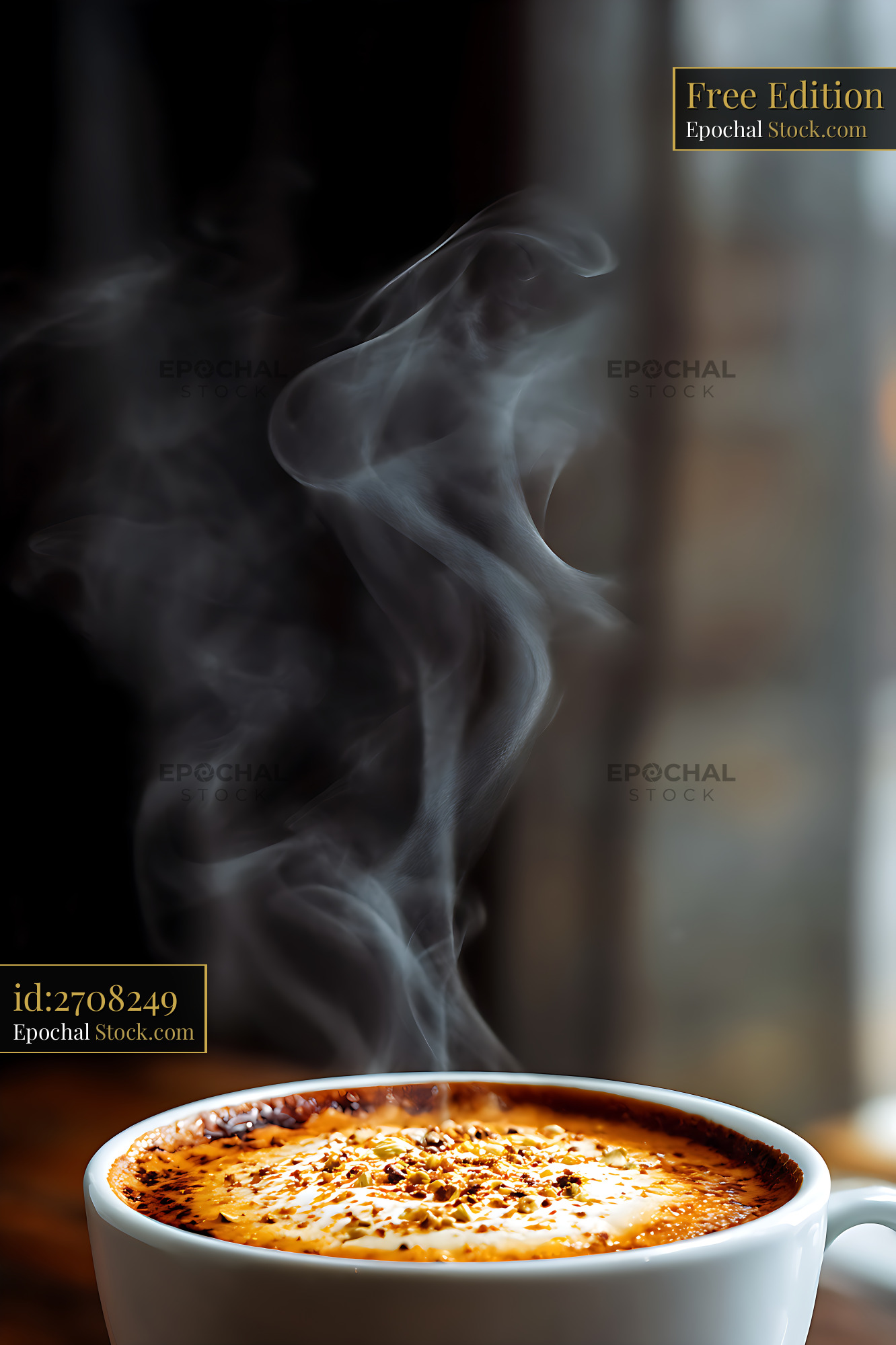 Steaming Hot Cappuccino with Cocoa Dust - stock photo