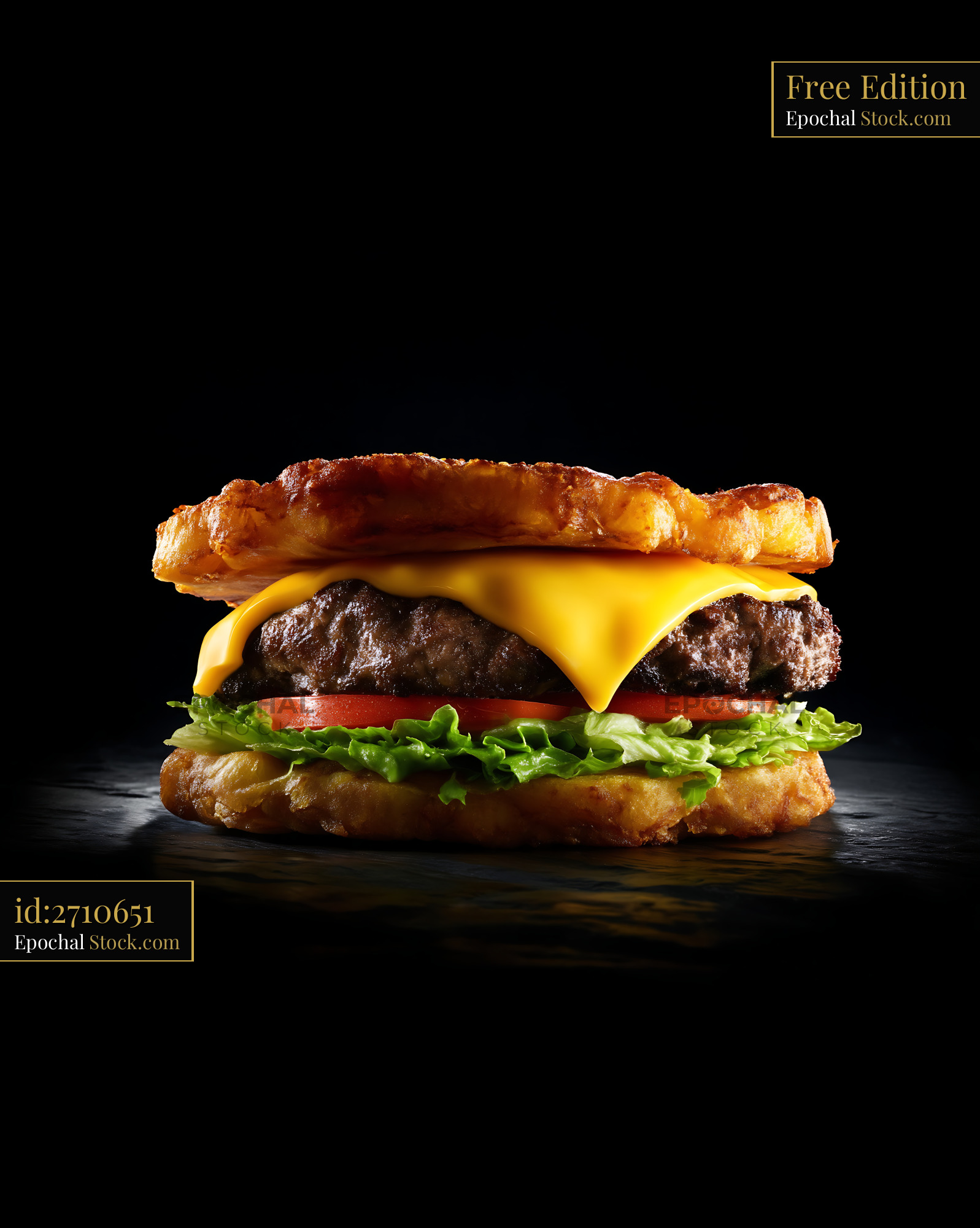 Gourmet Double Cheeseburger on Croissant Bun - stock photo