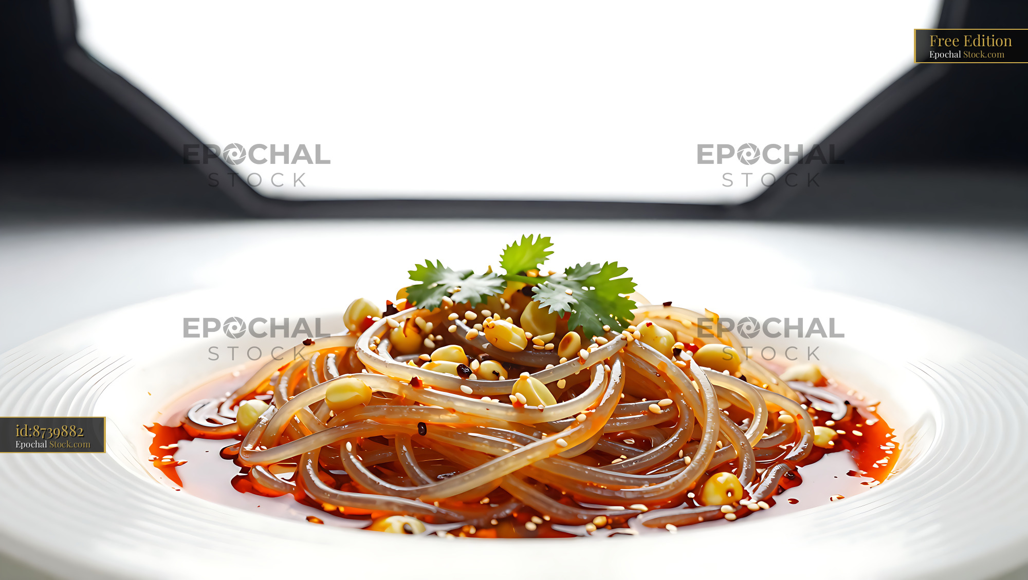 Sichuan Glass Noodle Salad with Cilantro - stock photo