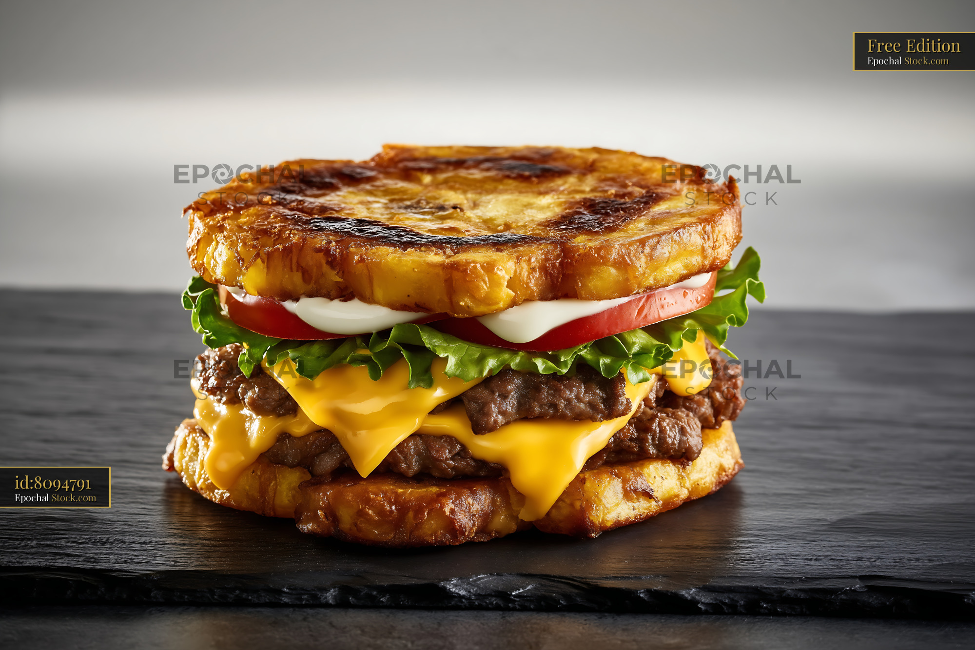 Gourmet Beef Burger on Toasted Brioche Bread - stock photo