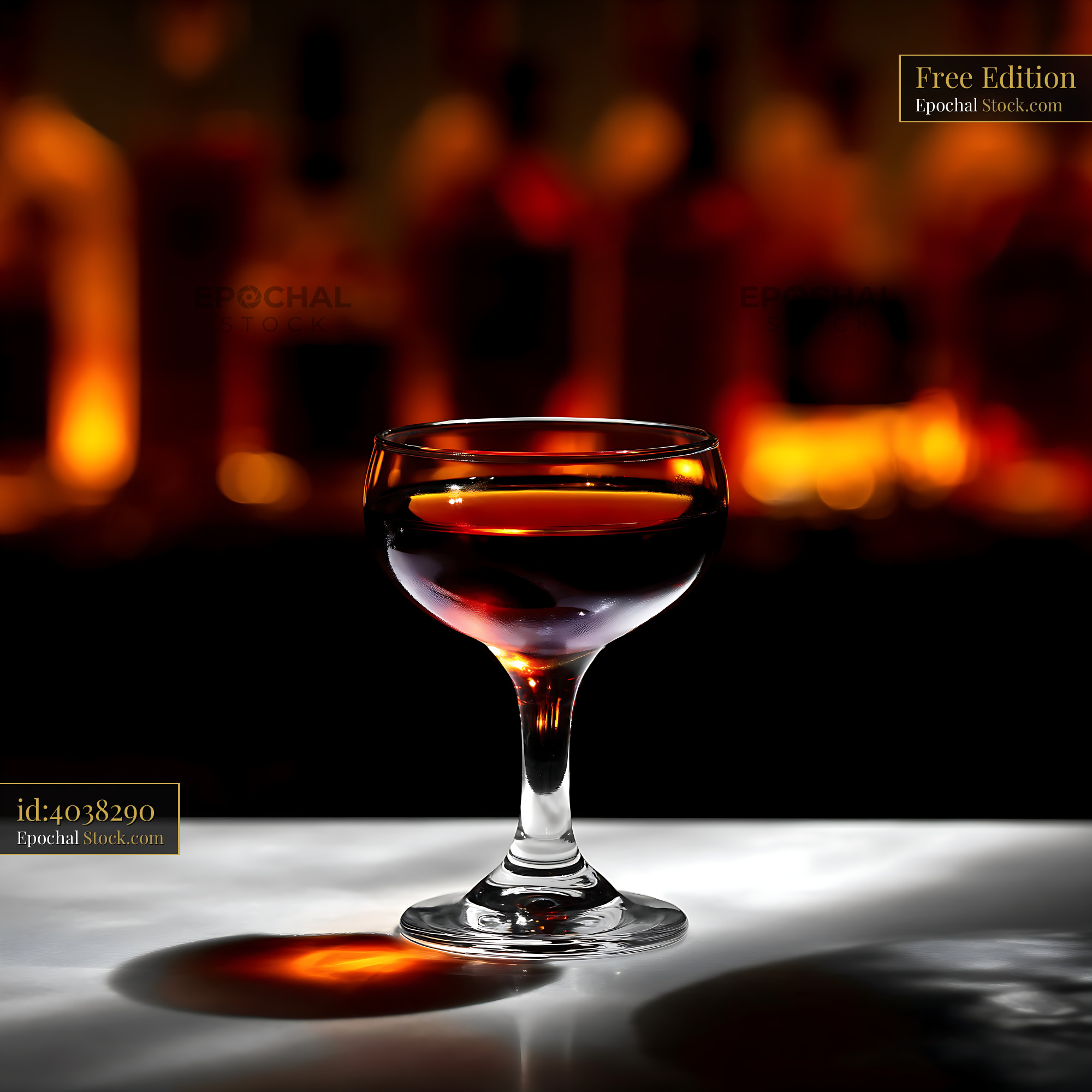 Bushwick Cocktail Glowing in Warm Bar Light - stock photo