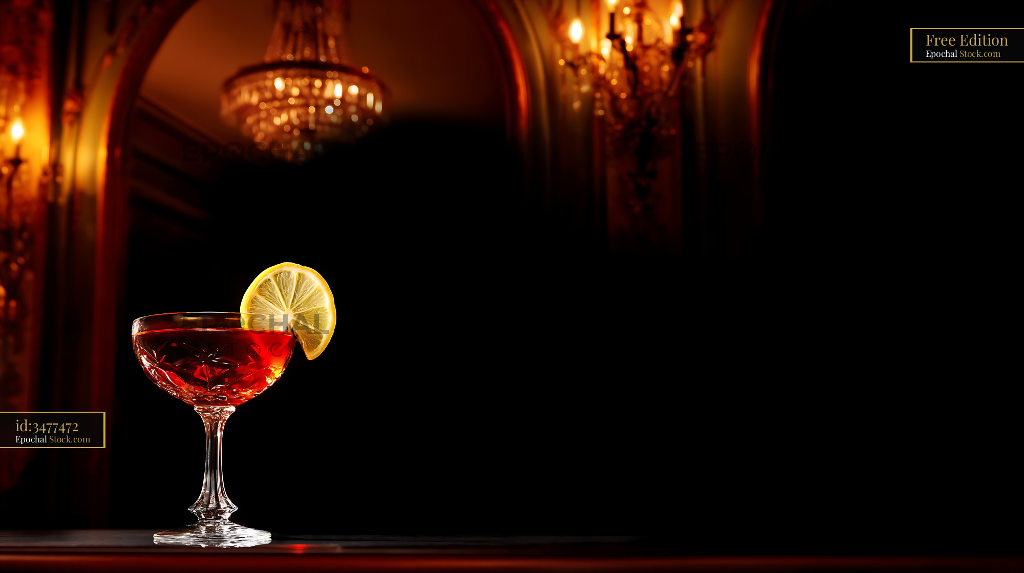Saratoga Cocktail with Lemon in Elegant Bar - stock photo