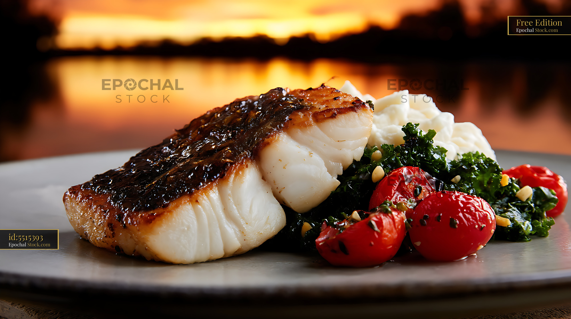 Seared Murray Cod Fillet With Roasted Vegetables - stock photo