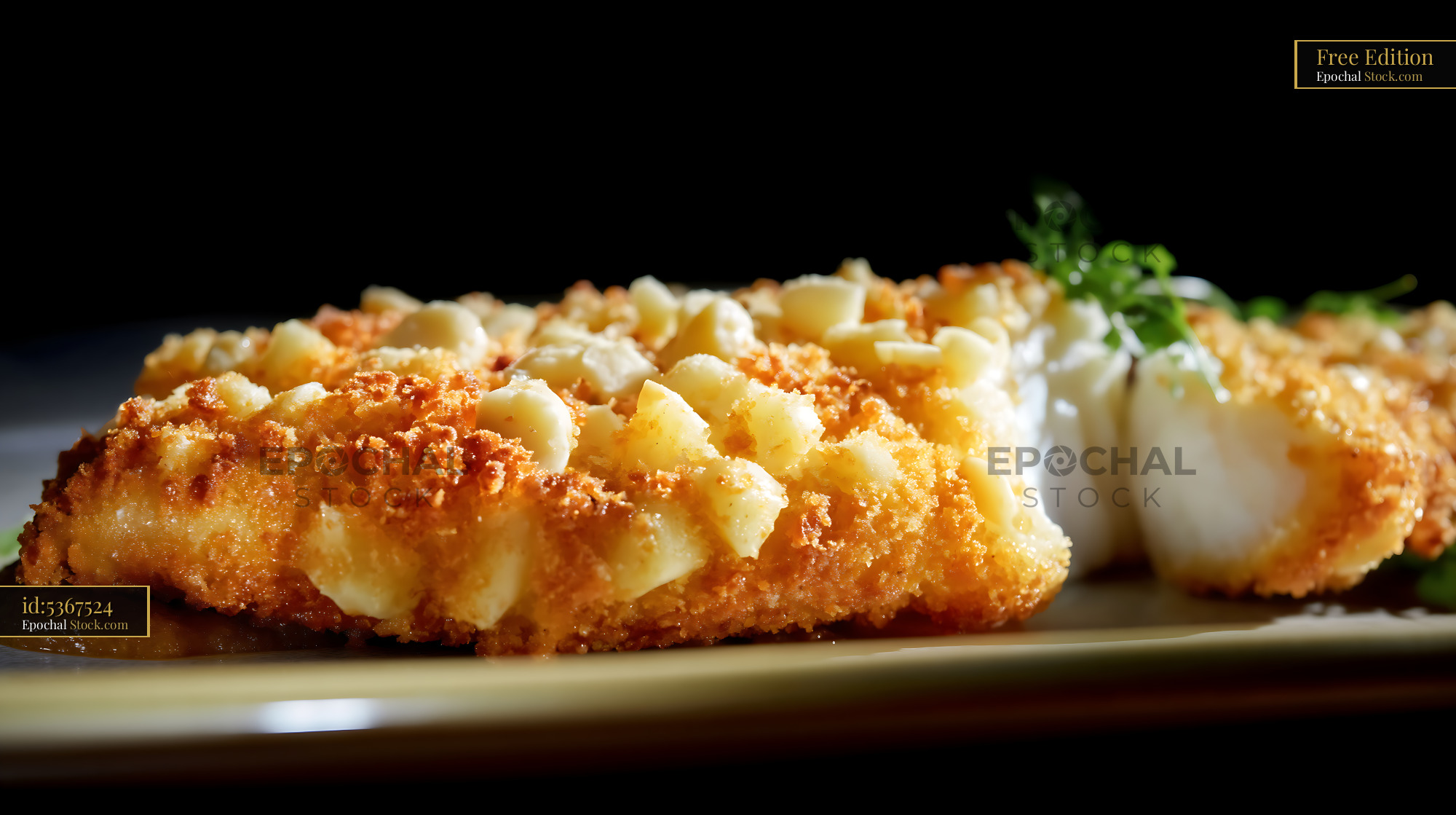 Golden Macadamia Crusted Fish Fillet Plated - stock photo