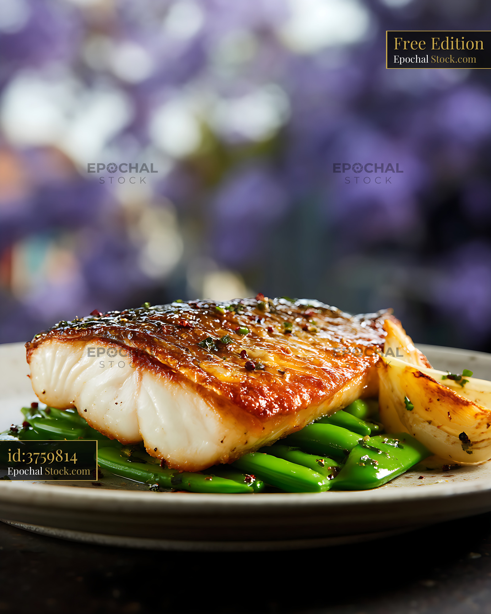 Murray Cod Fillet Seared with Green Beans - stock photo