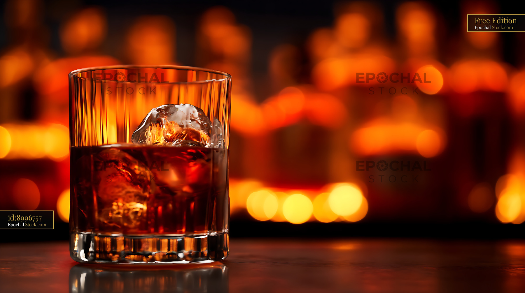 Bushwick Cocktail with Ice and Warm Ambiance - stock photo