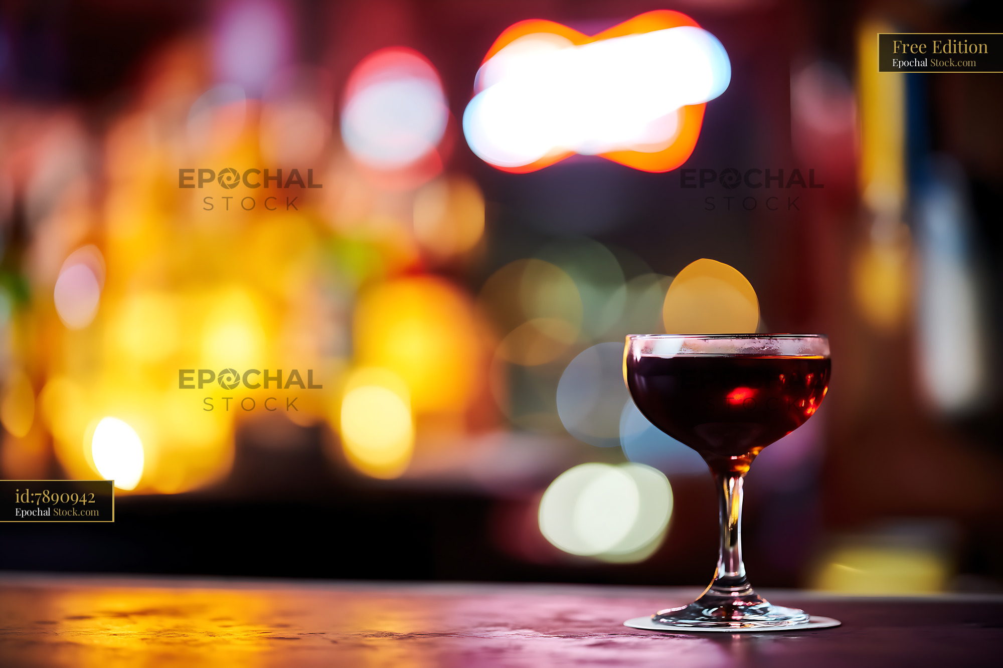 Bushwick Cocktail Under Neon Bar Lights - stock photo