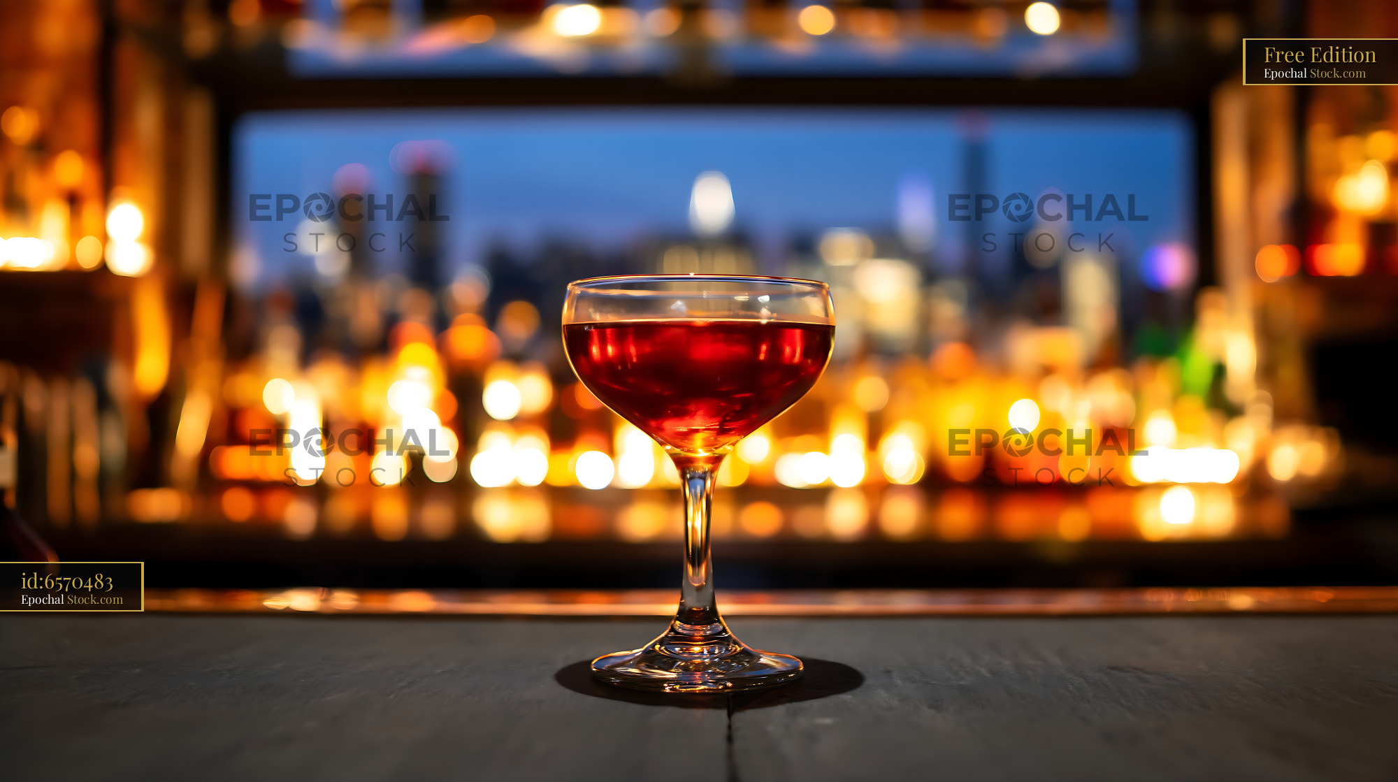 Bushwick Cocktail at Urban Bar with City View - stock photo