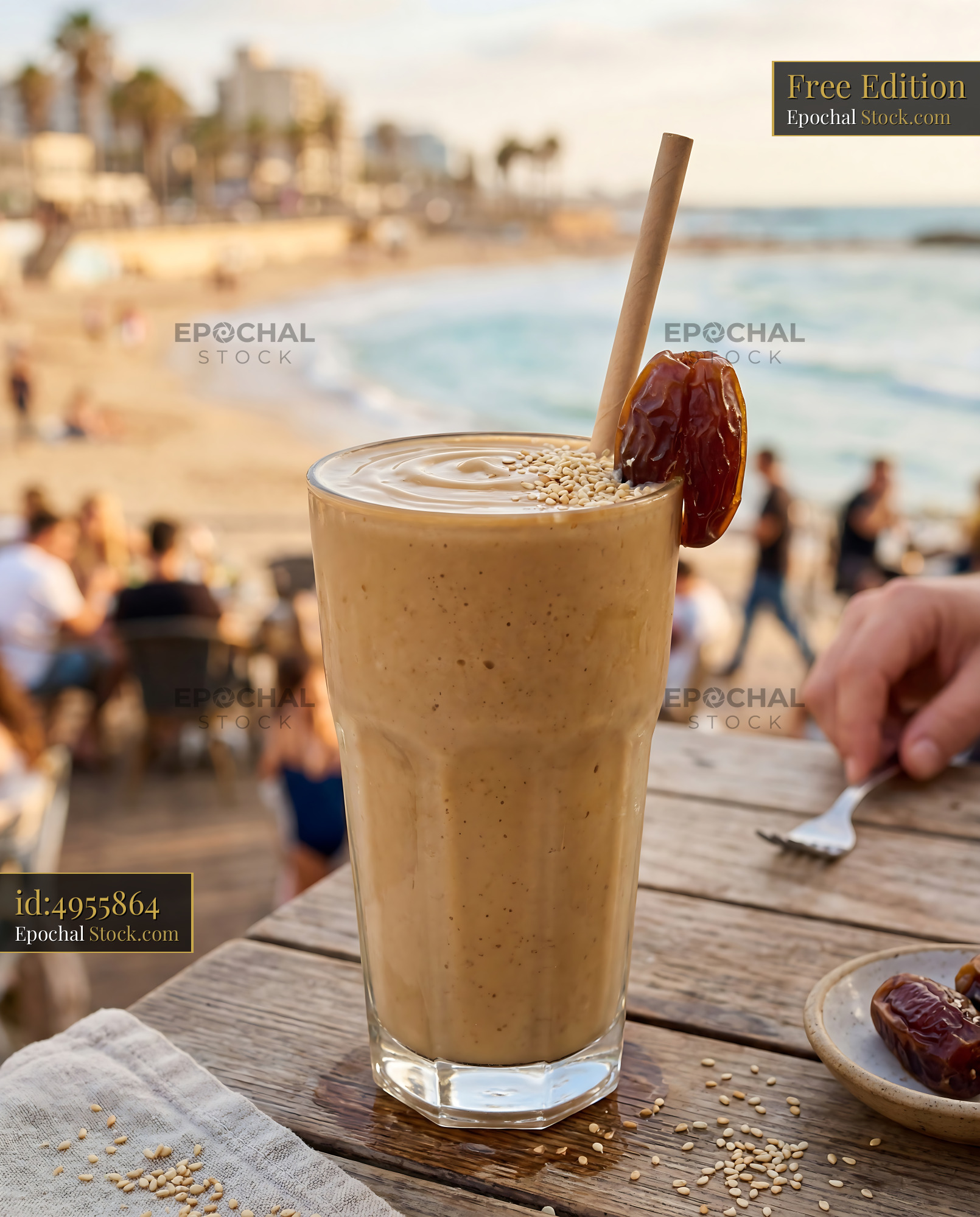 Tahini Date Shake: Creamy Seaside Drink - stock photo