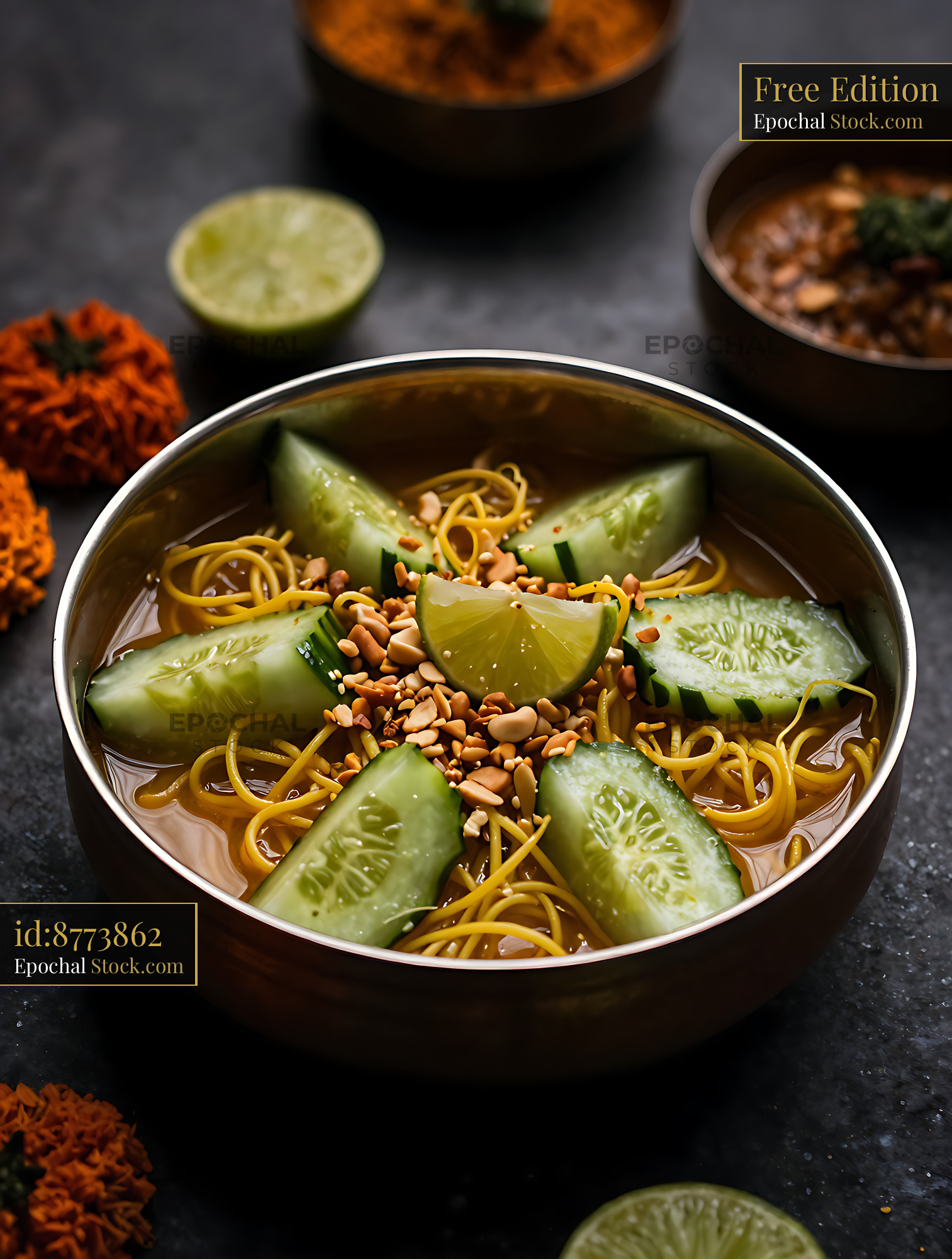 Kakdi Koshimbir Noodle Bowl - stock photo