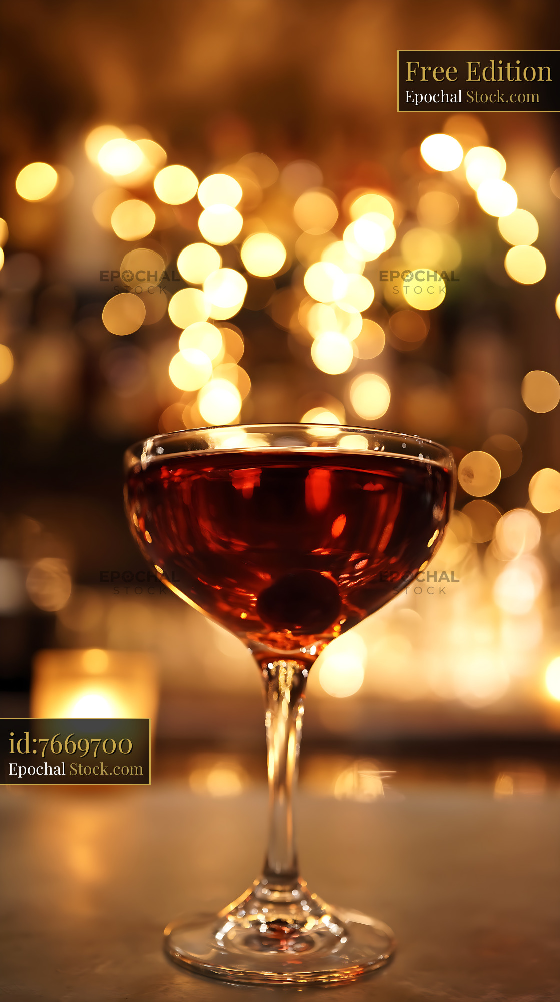 Bushwick Cocktail with Warm Bokeh Lights - stock photo