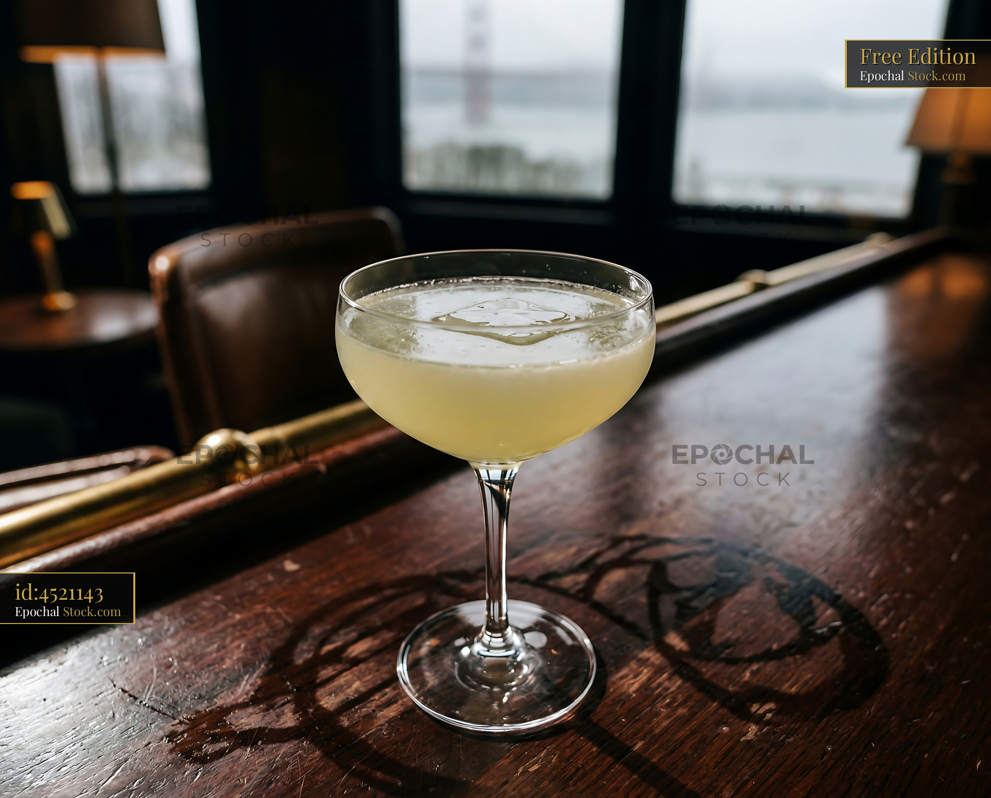 Final Ward Cocktail at Elegant Waterfront Bar - stock photo