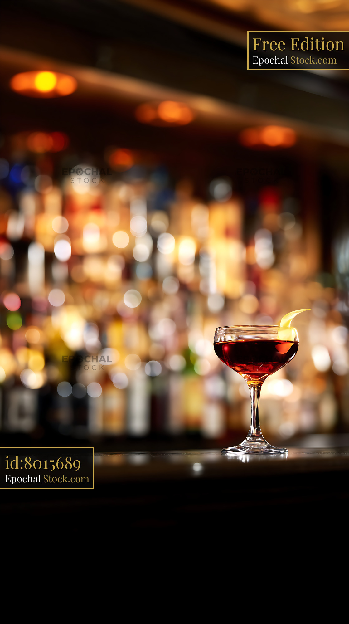 Bushwick Cocktail at Bar Counter - stock photo