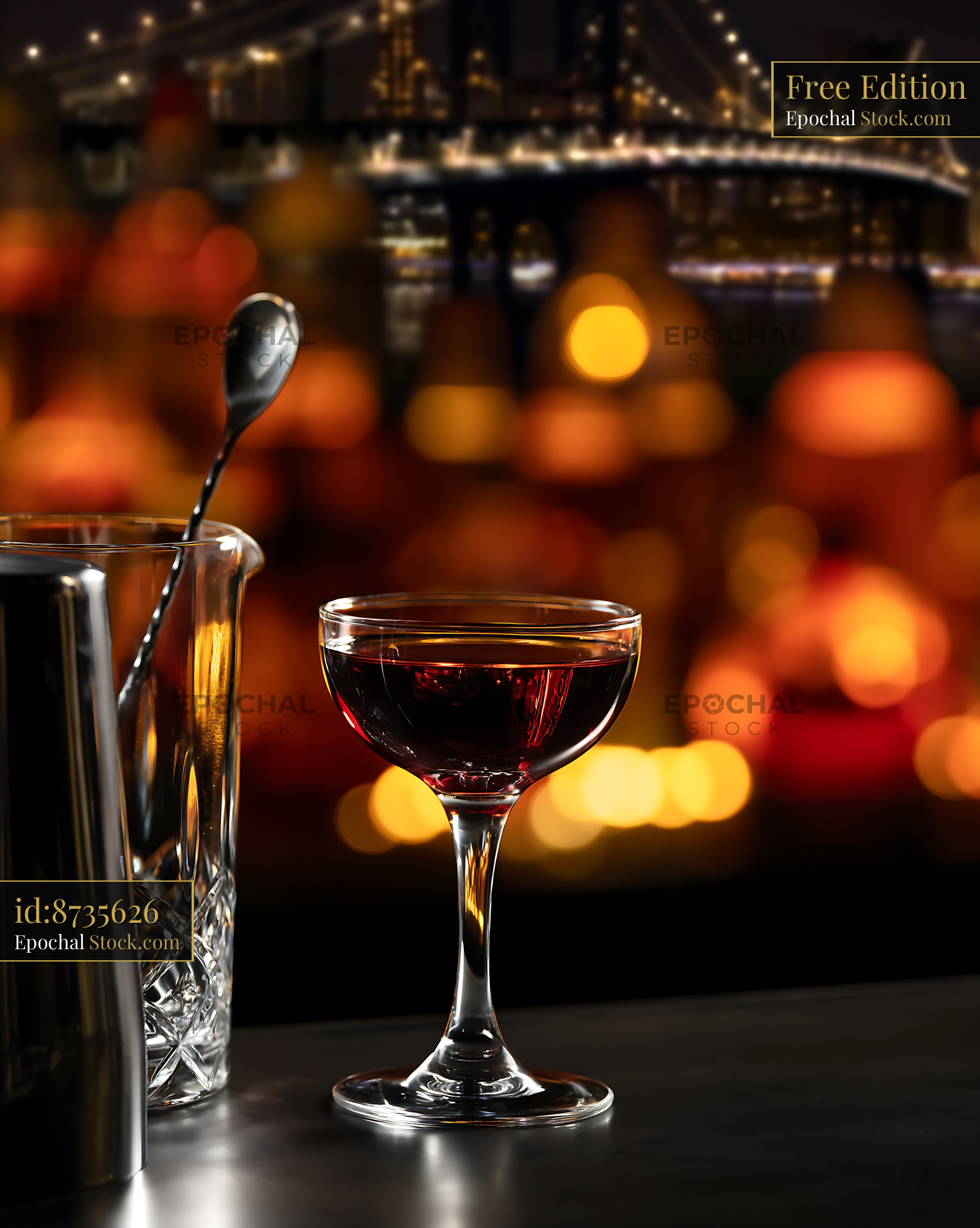 Bushwick Cocktail with Manhattan Skyline View - stock photo