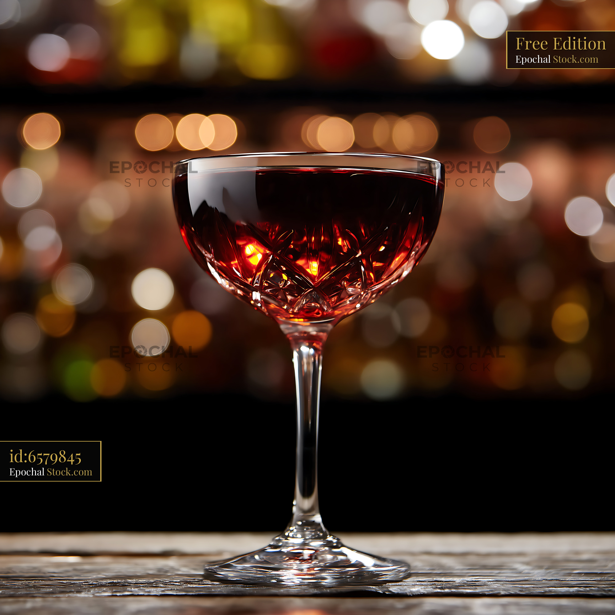 Bushwick Cocktail on Wooden Bar Counter - stock photo