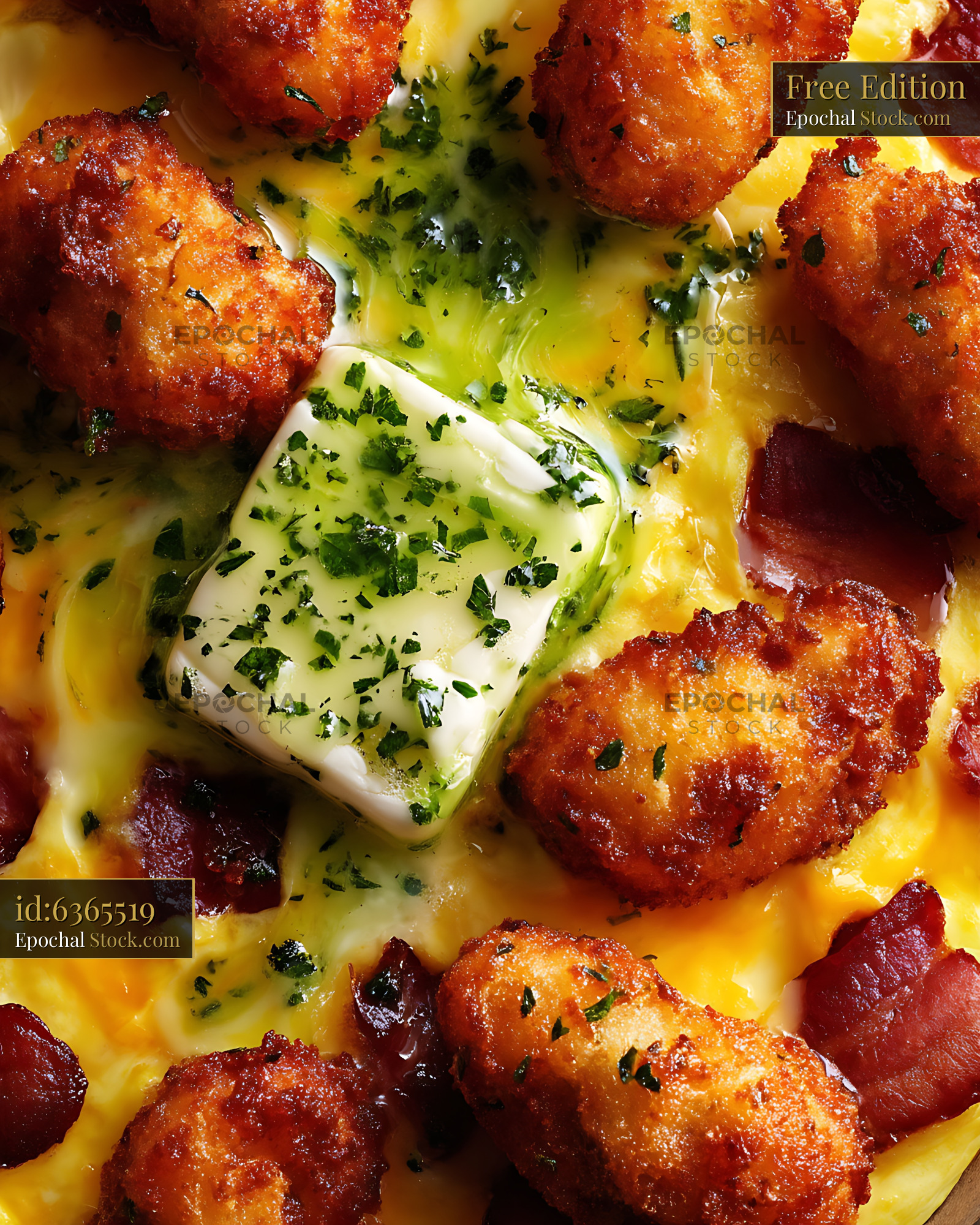 Chorizo Mozzarella Bake with Fresh Parsley - stock photo
