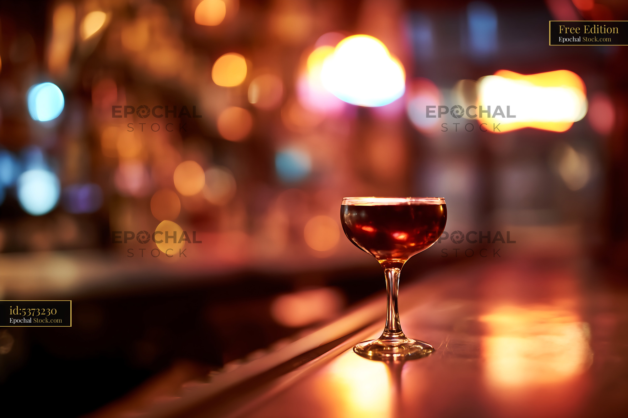 Bushwick Cocktail with City Lights Bokeh - stock photo