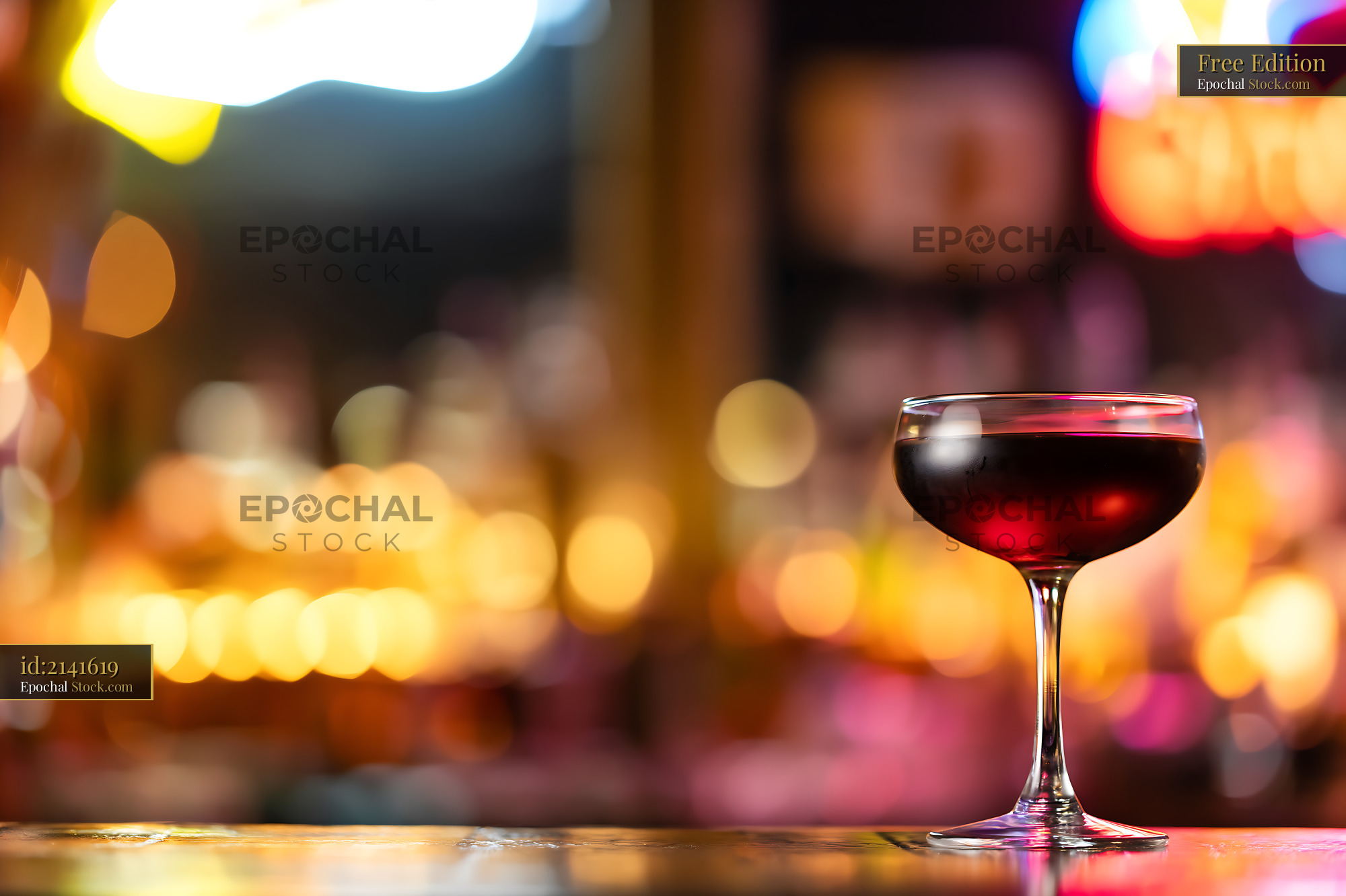 Bushwick Cocktail with Neon Nightlife Bokeh - stock photo