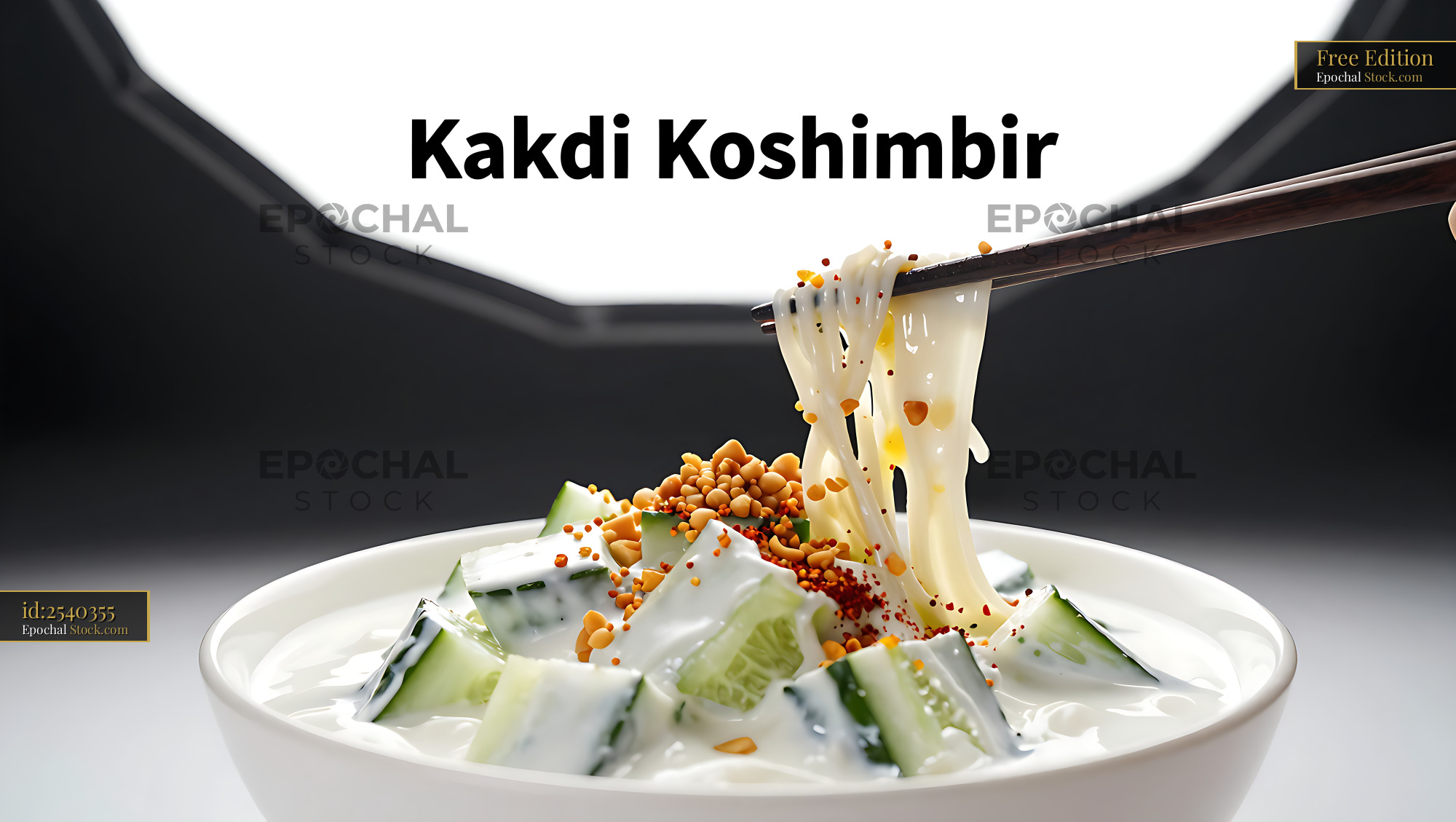Kakdi Koshimbir with Noodles and Caviar - stock photo