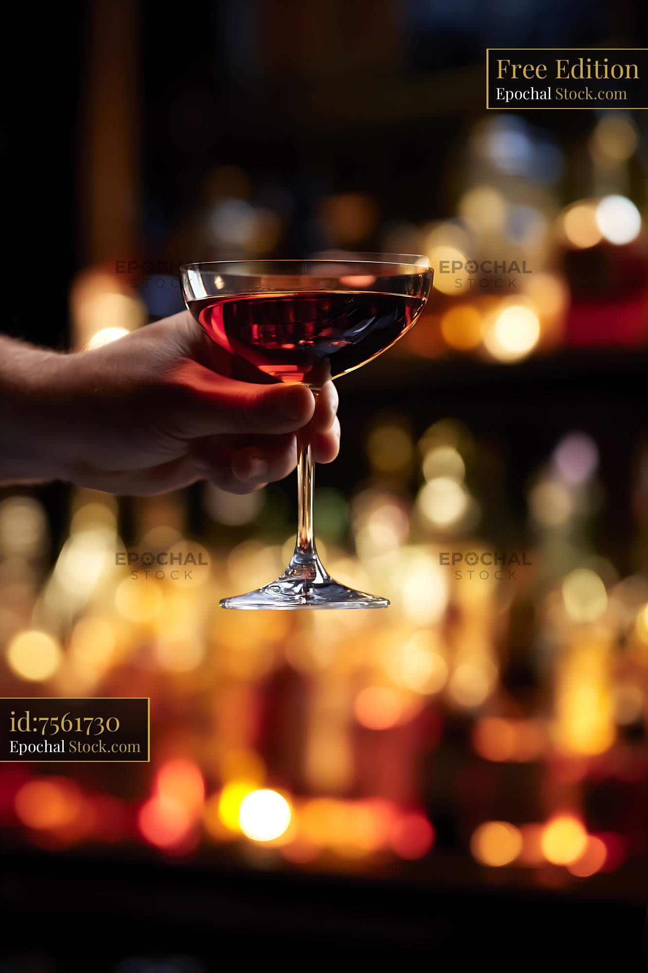 Bushwick Cocktail in Coupe Glass at Bar - stock photo