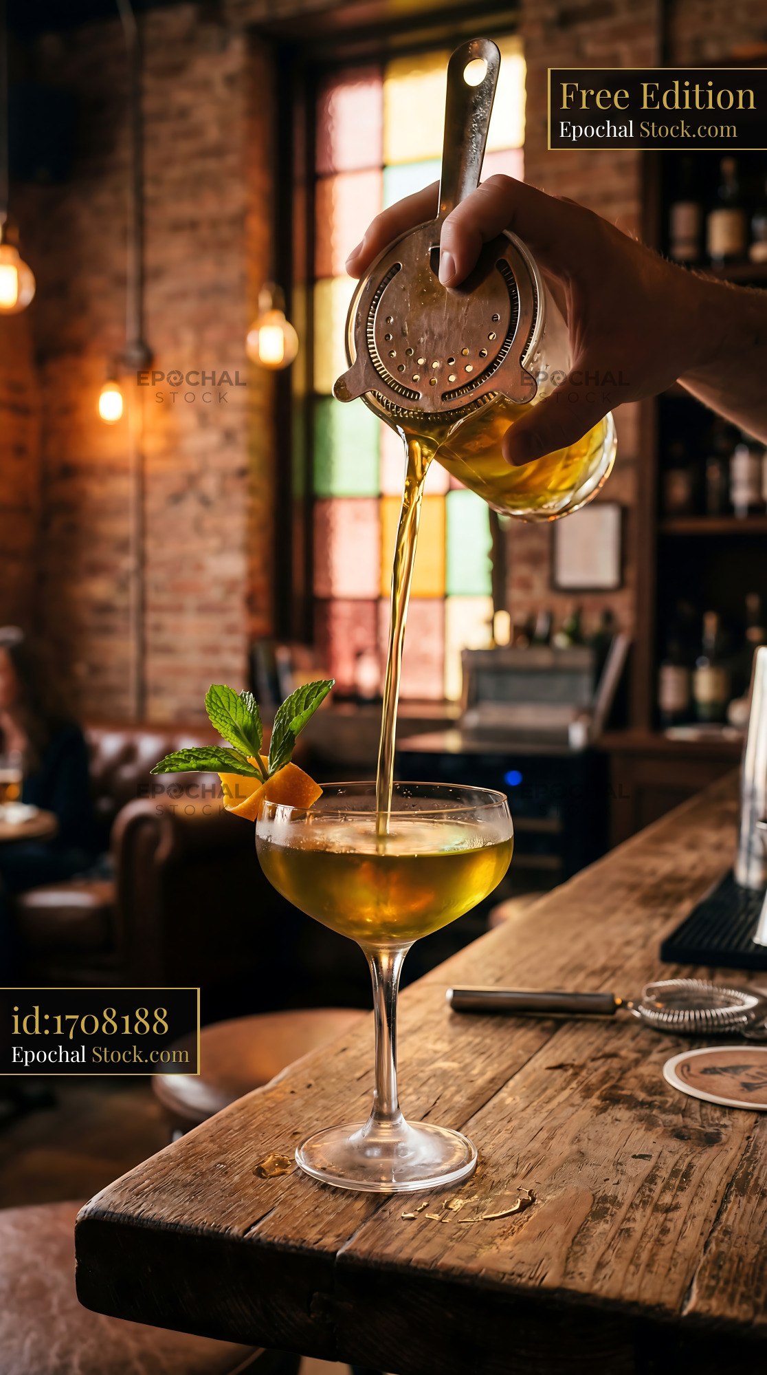 Tipperary Cocktail Straining at Vintage Bar - stock photo