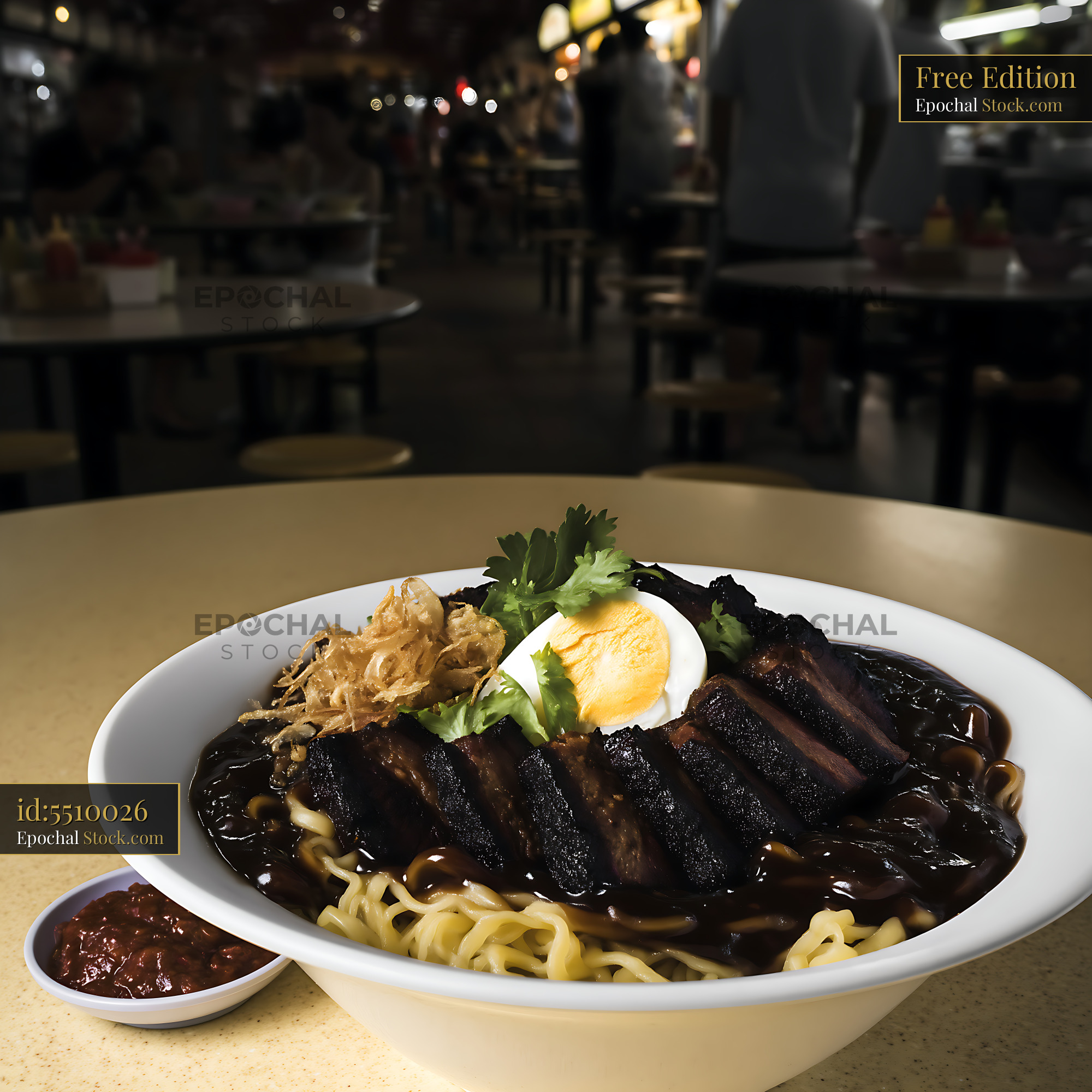 Lor Mee Soup with Braised Pork Belly at Hawker Stall - stock photo