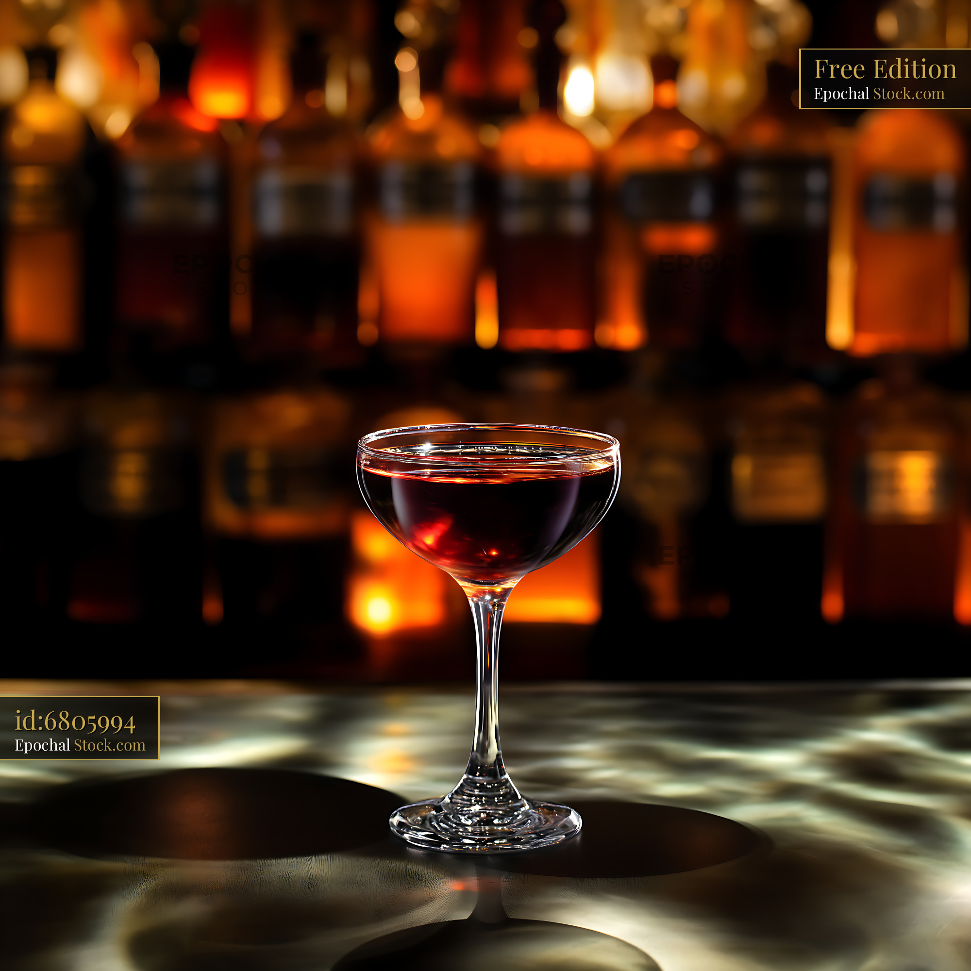 Bushwick Cocktail in Coupe Glass, Premium Bar - stock photo