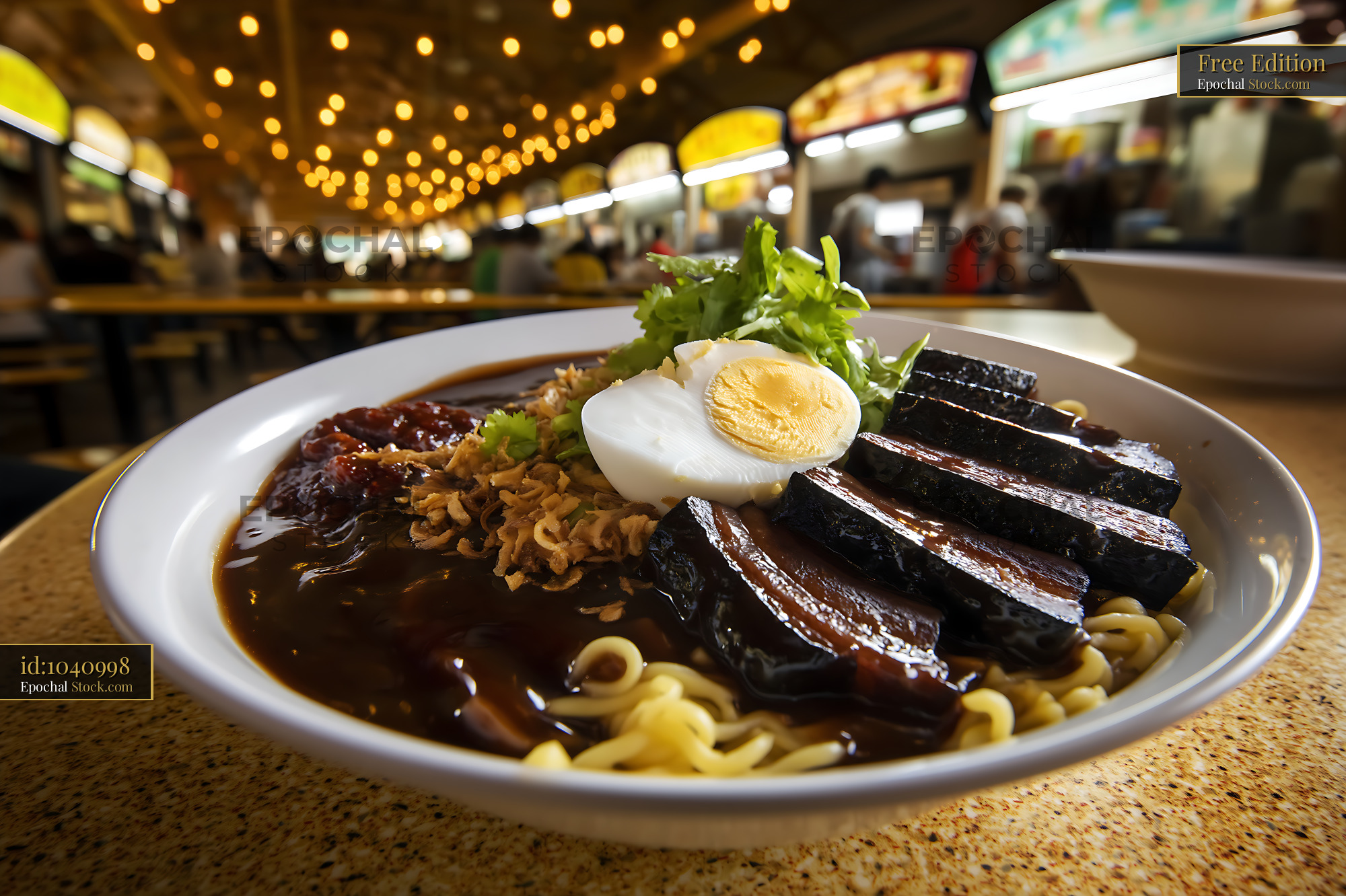 Delicious Lor Mee Soup with Pork Belly in Food Court - stock photo