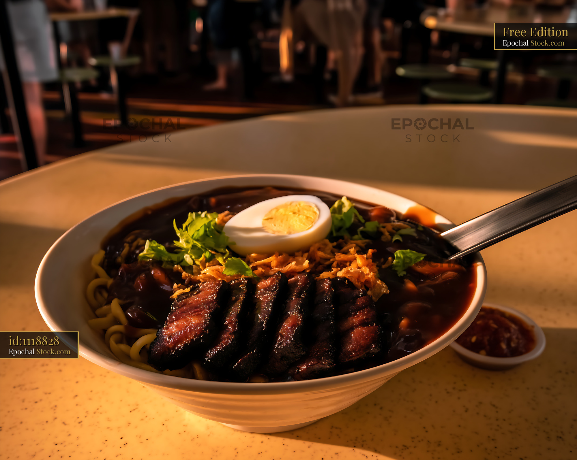 Traditional Lor Mee Soup with Pork Belly and Egg - stock photo