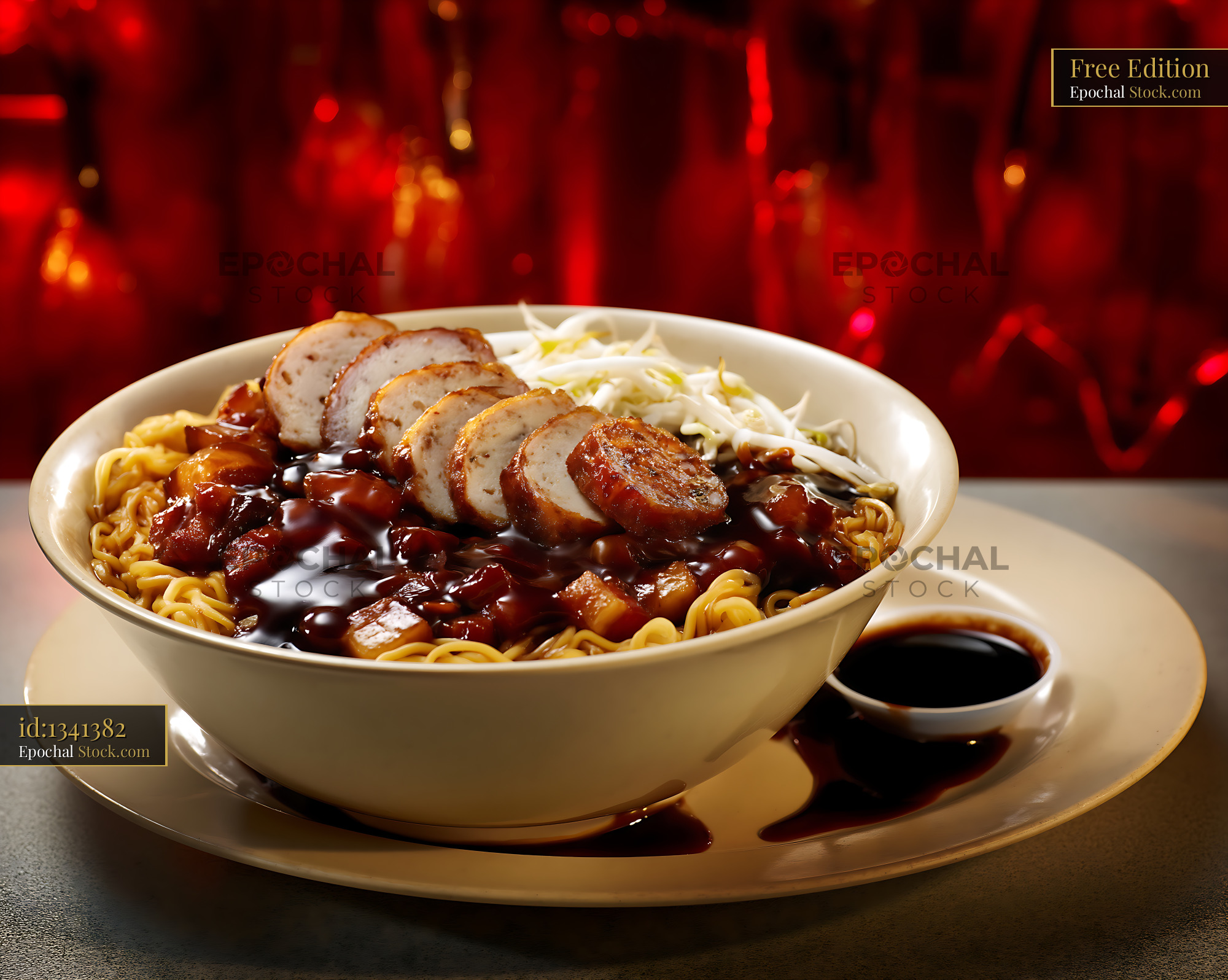 Delicious Lor Mee Soup with Braised Pork and Noodles - stock photo