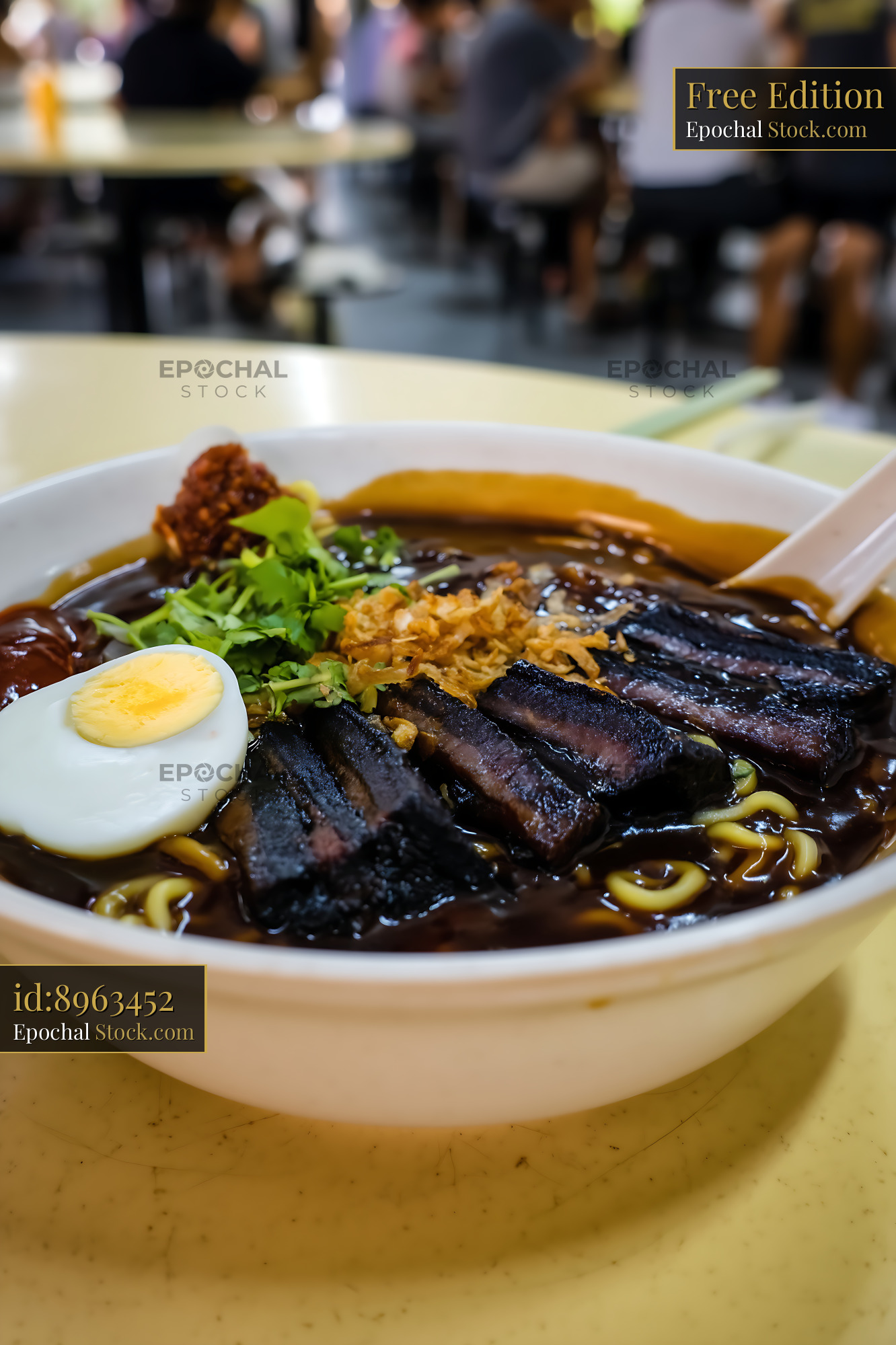 Hearty Lor Mee Soup with Pork Belly and Egg at Hawker - stock photo