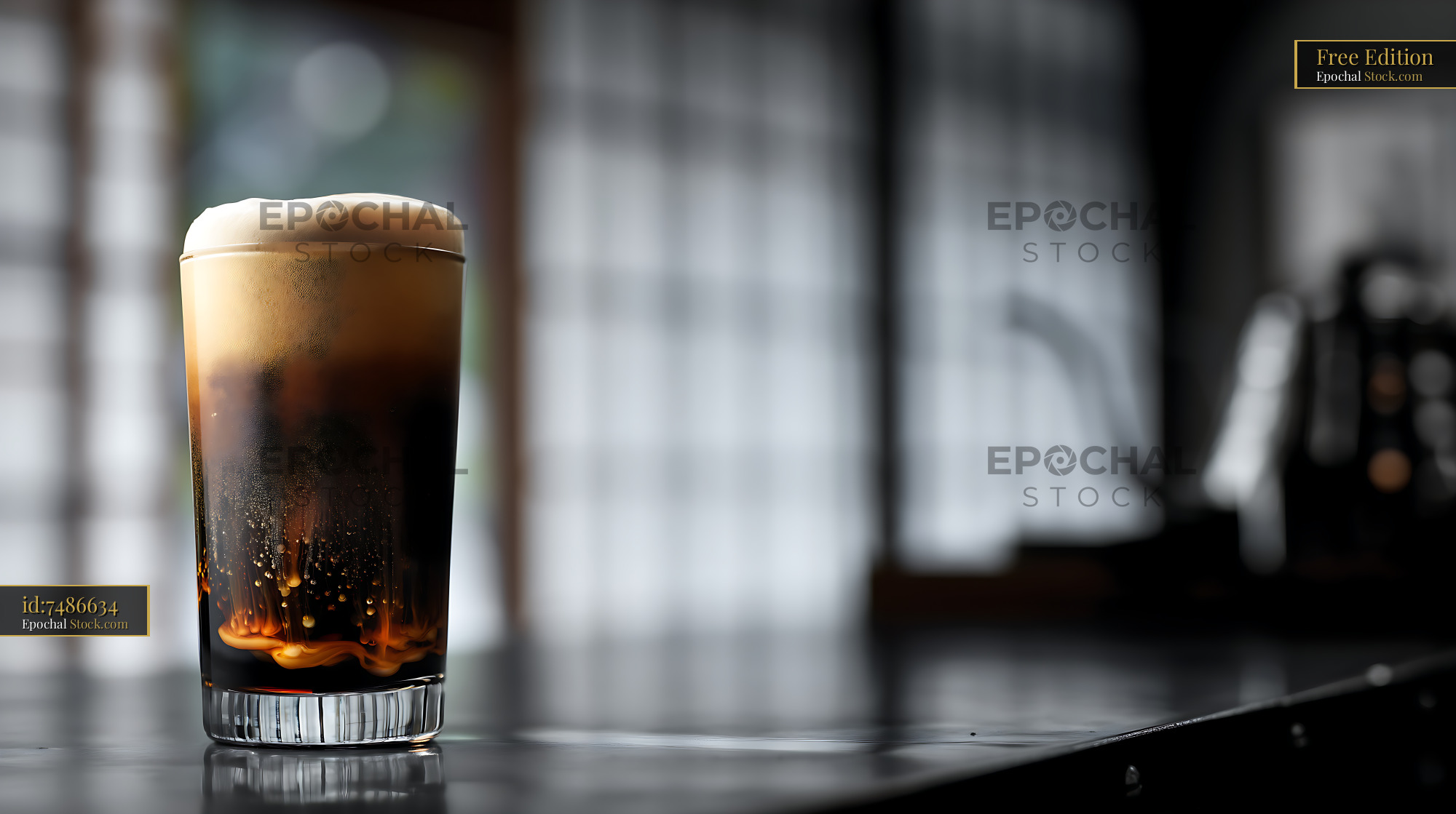 Nitro Caramel Coffee with Creamy Head - stock photo