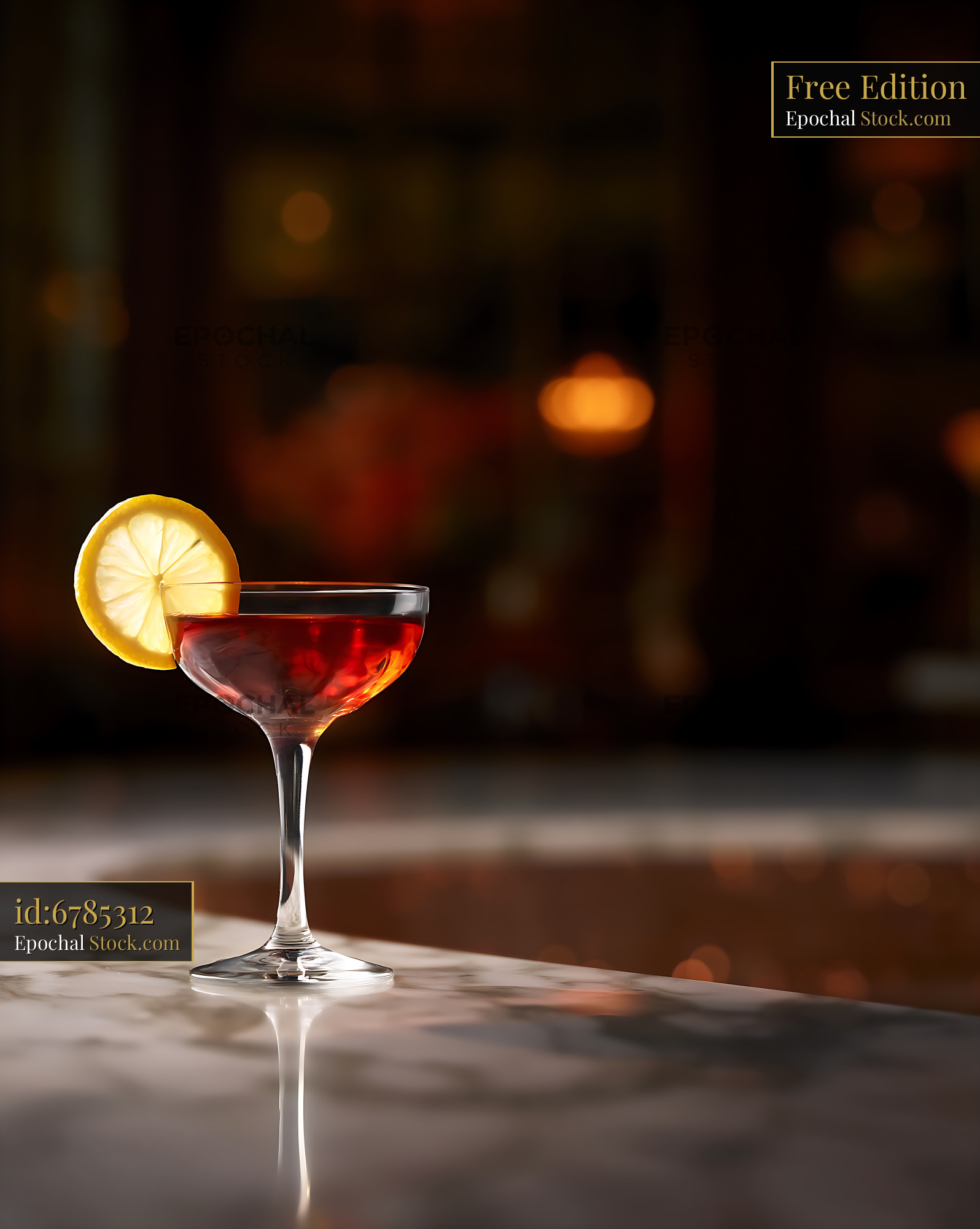 Saratoga Cocktail: Classic Red Drink with Lemon - stock photo