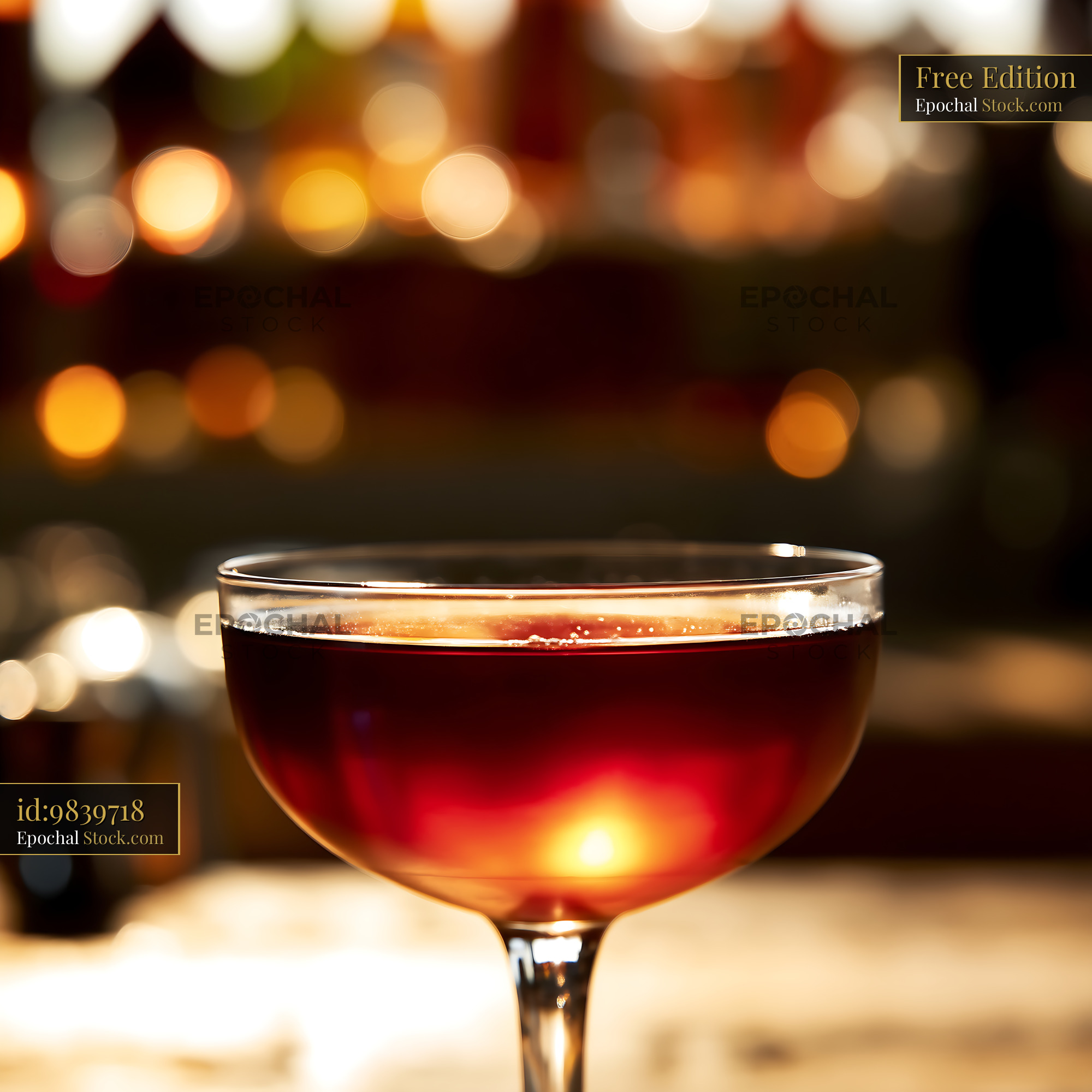 Bushwick Cocktail Against Bokeh Lights - stock photo