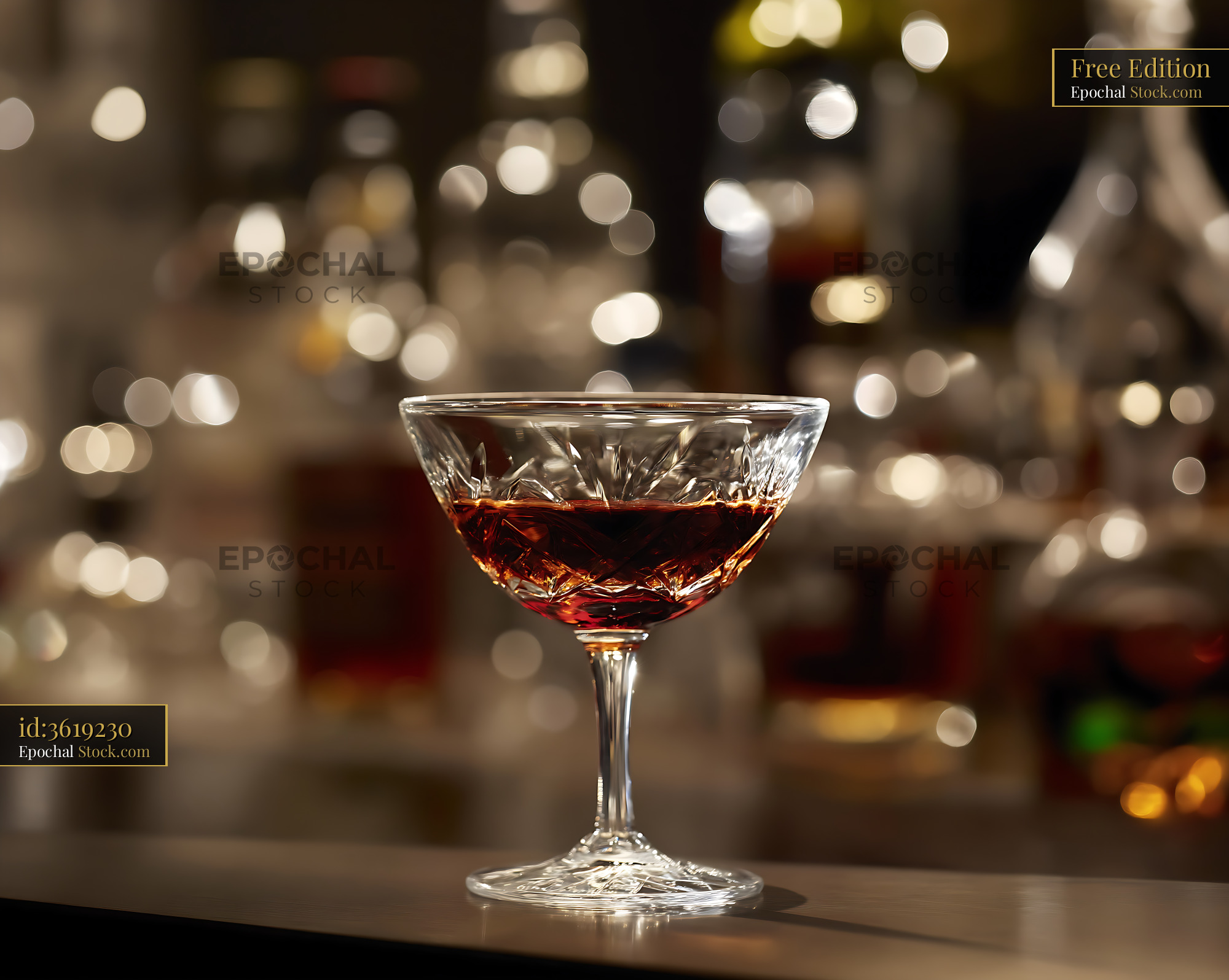 Bushwick Cocktail in Vintage Crystal Coupe Glass - stock photo