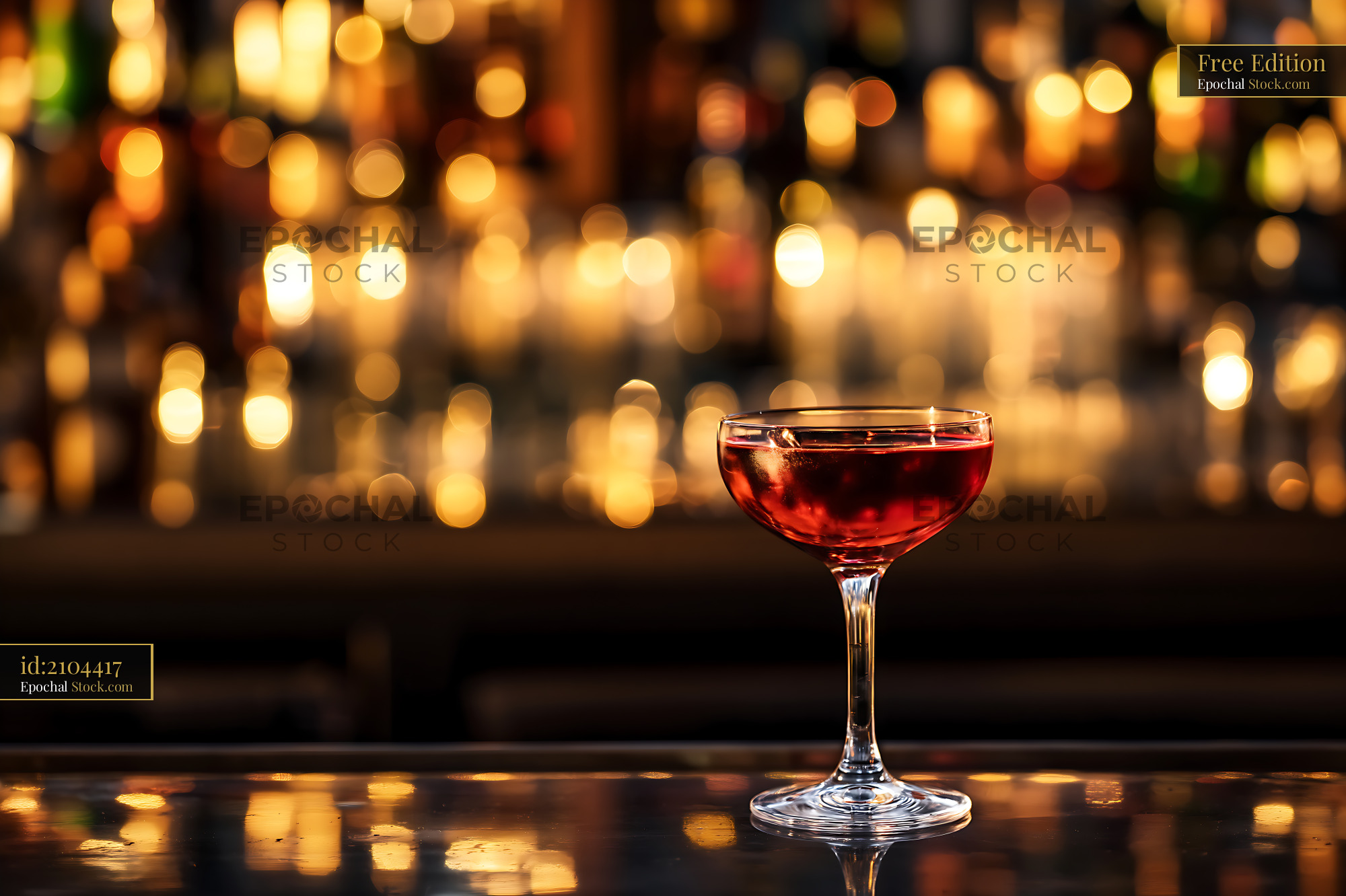 Crimson Bushwick Cocktail at Upscale Bar - stock photo