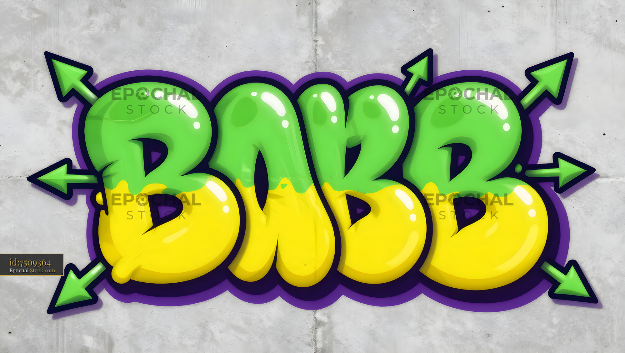 Colorful graffiti art with vibrant letters and arrows Premium Stock Photo