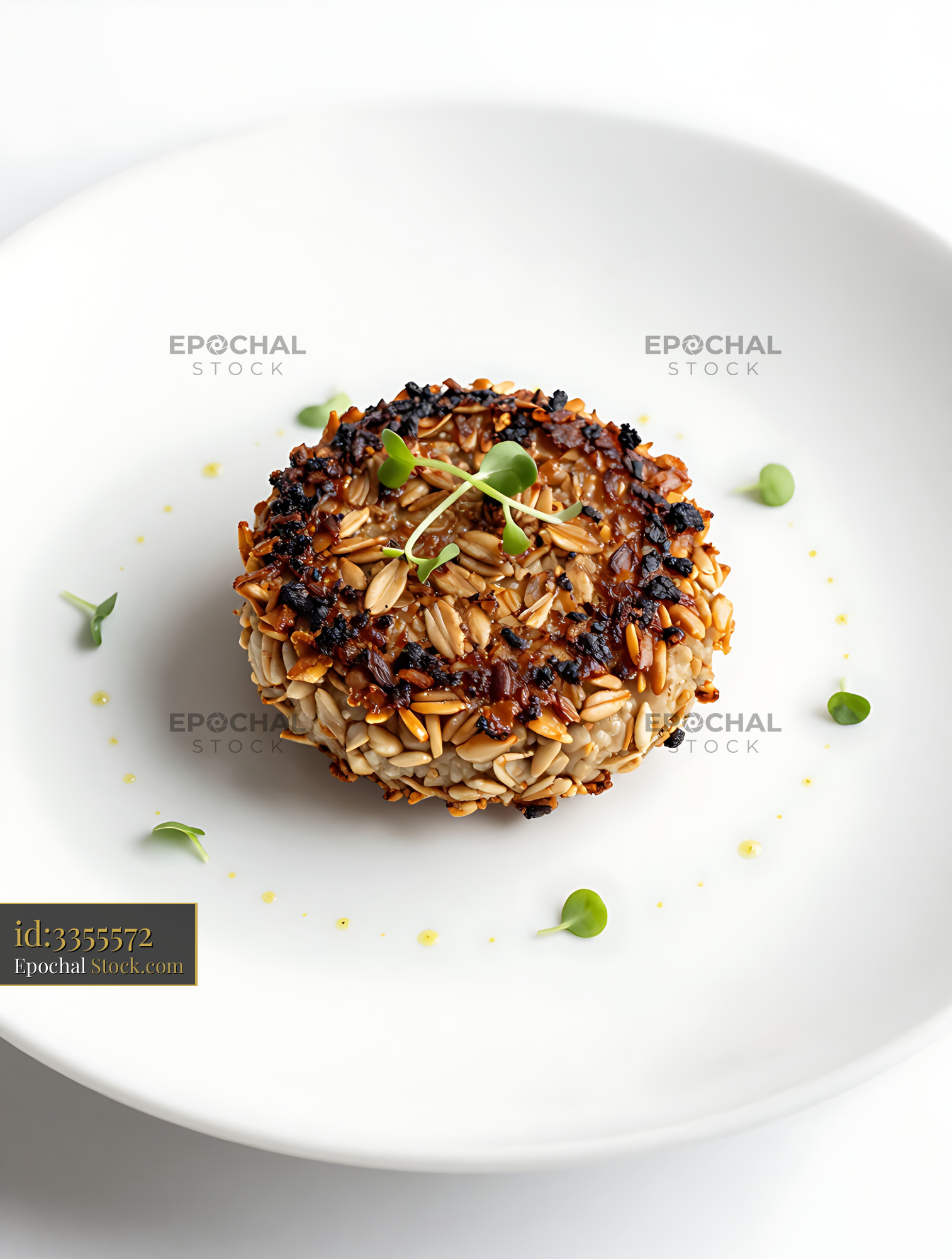 Goetta Croquette with Seed Crust Plated - stock photo