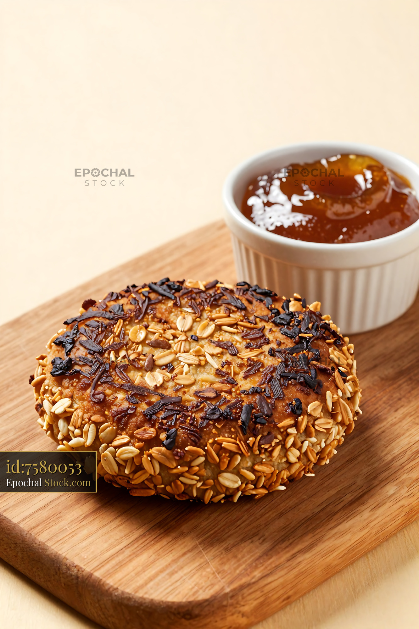 Goetta with Sesame Seeds and Dipping Sauce - stock photo
