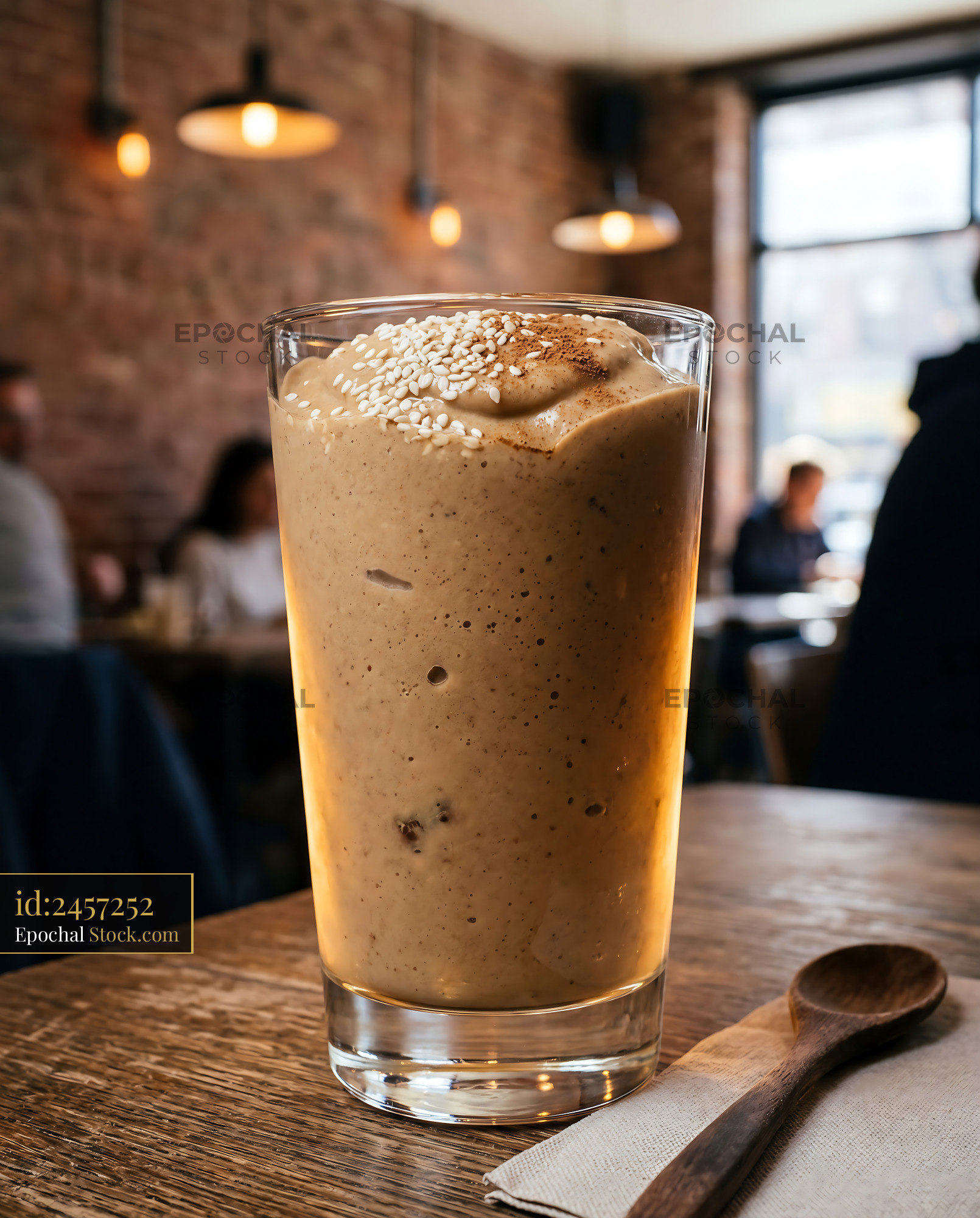 Tahini Date Shake with Sesame Seeds - stock photo