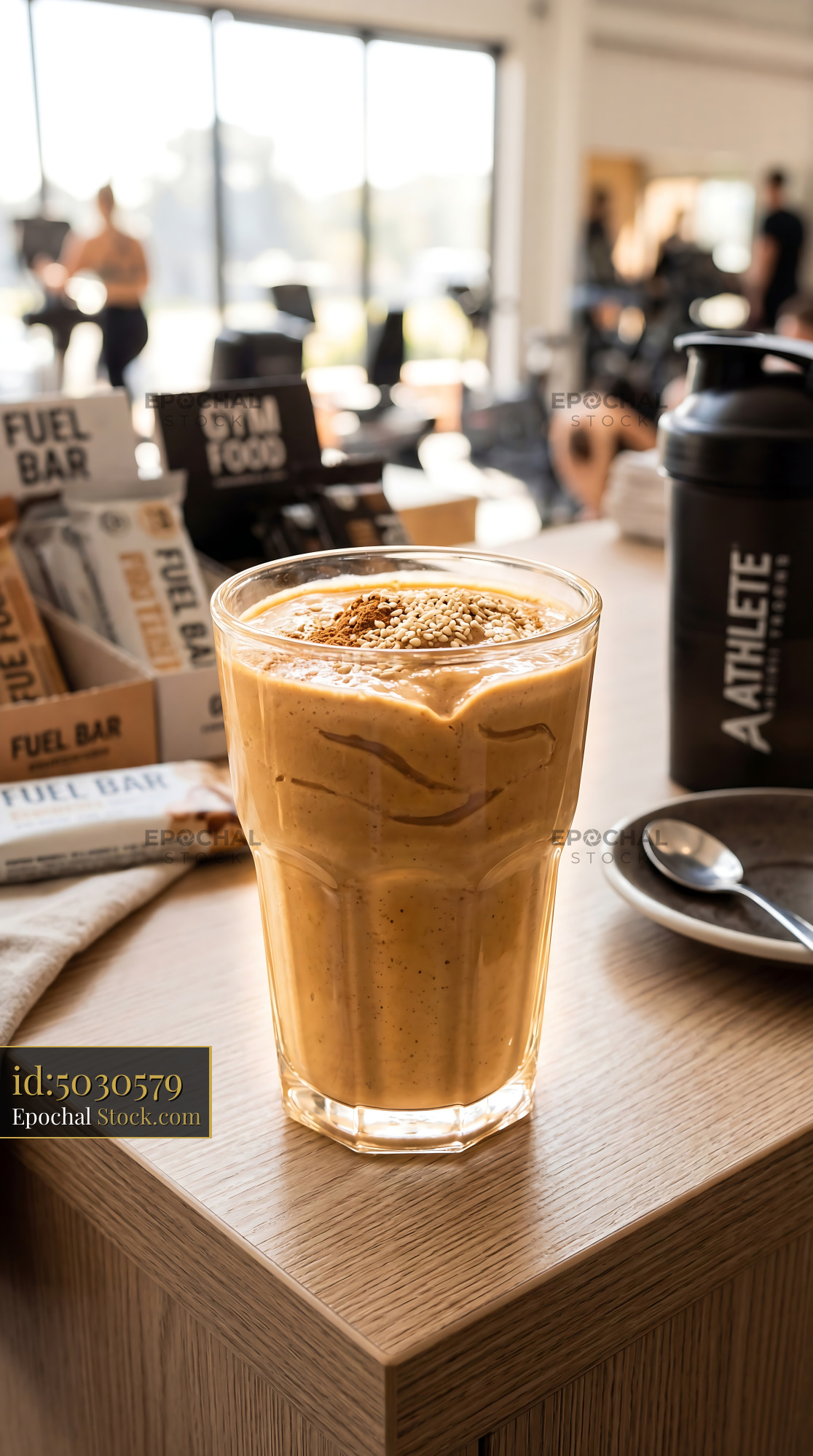 Tahini Date Shake at Modern Fitness Bar - stock photo