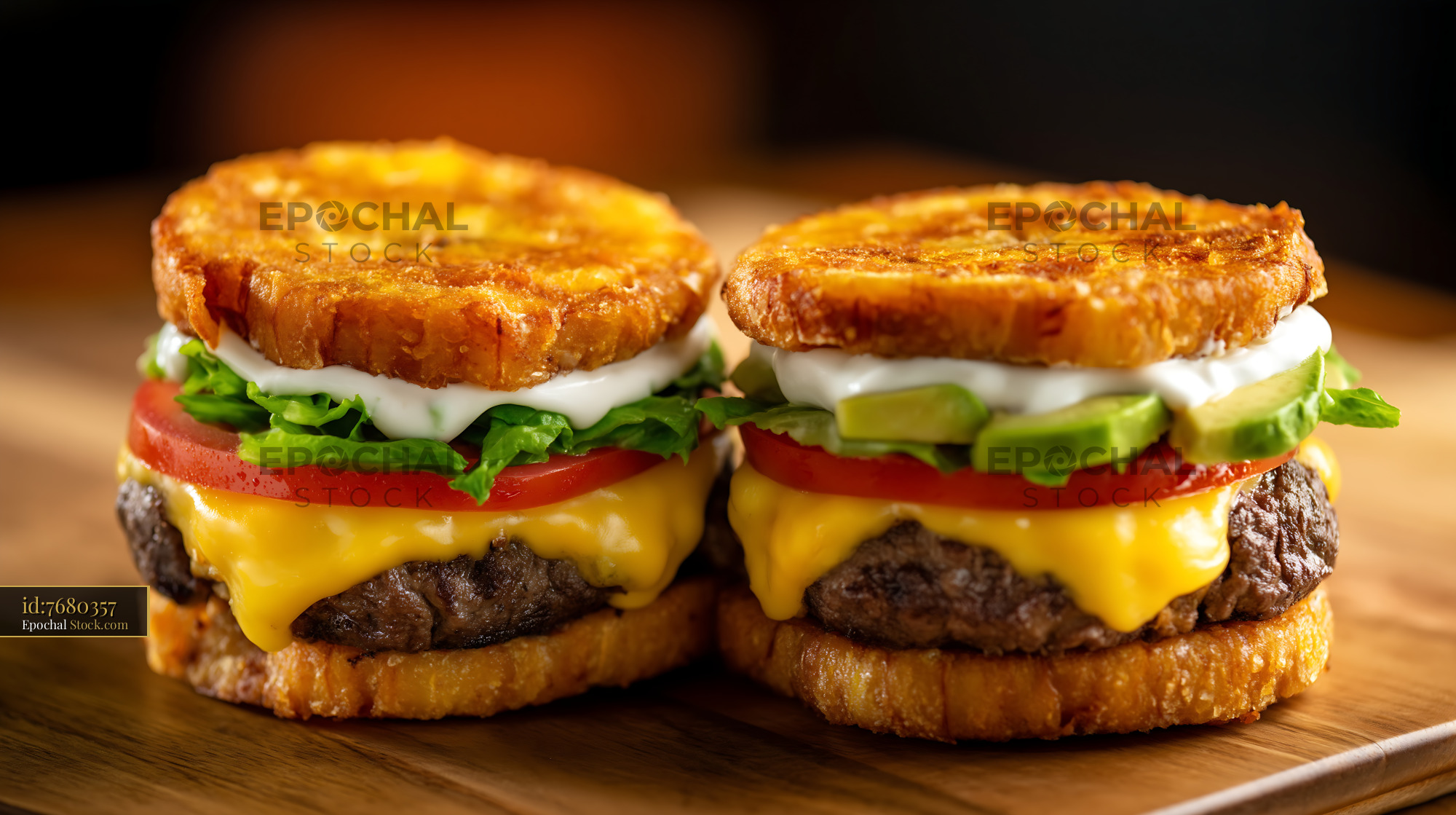 Jibarito Burger with Crispy Plantain Buns and Fresh Toppings - stock photo
