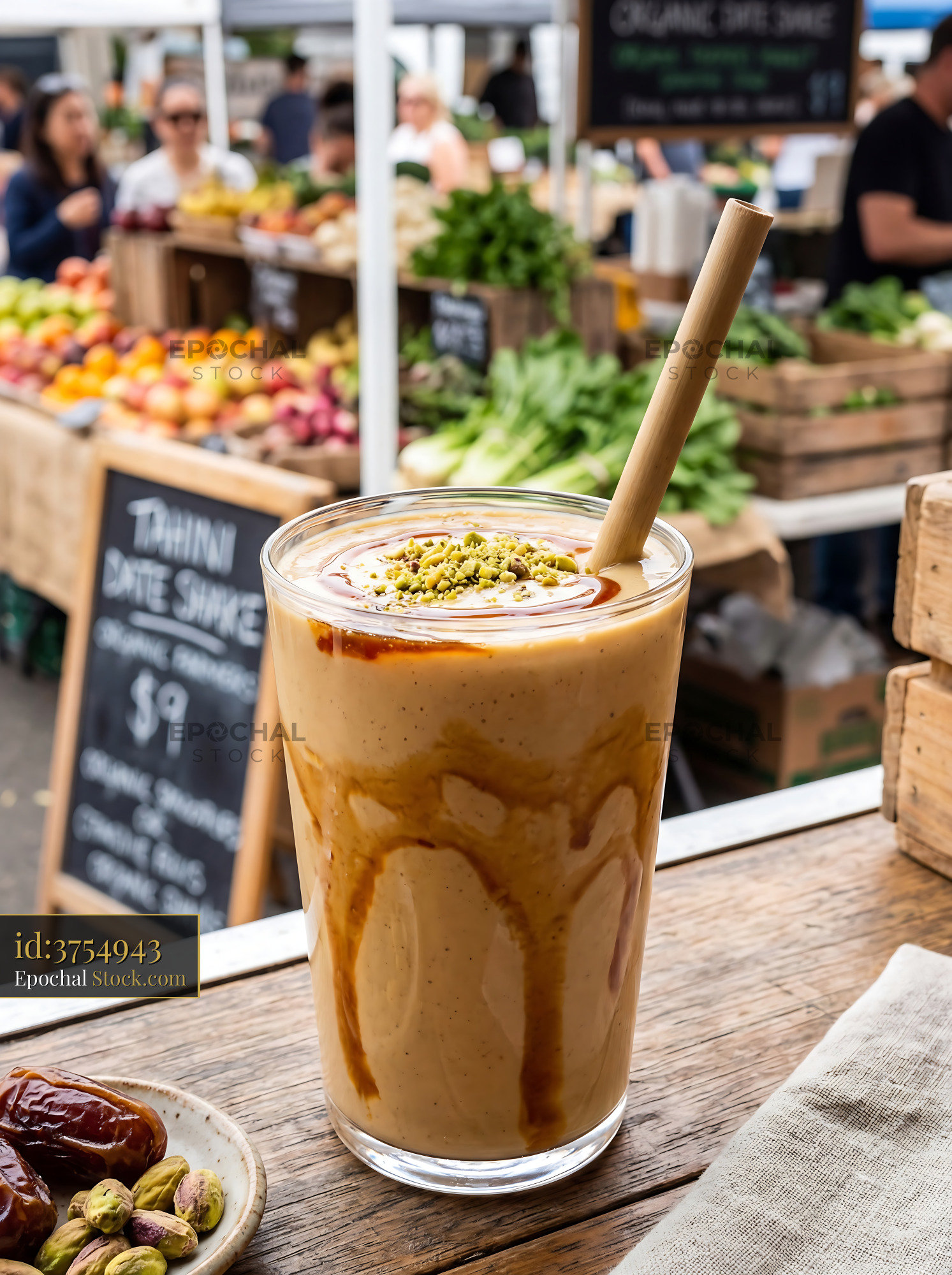Tahini Date Shake at Farmers Market - stock photo