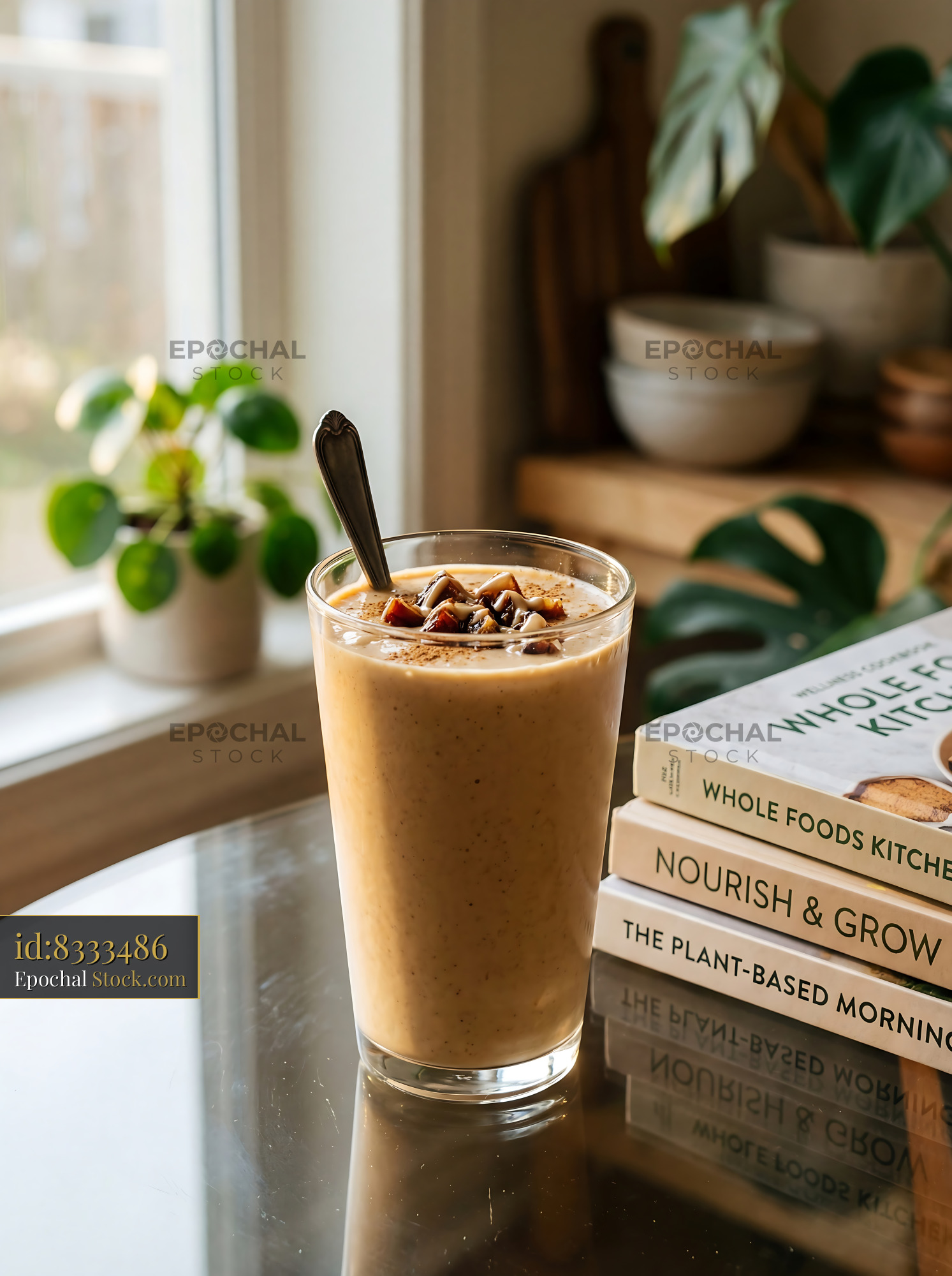 Tahini Date Shake: Healthy Plant-Based Beverage - stock photo