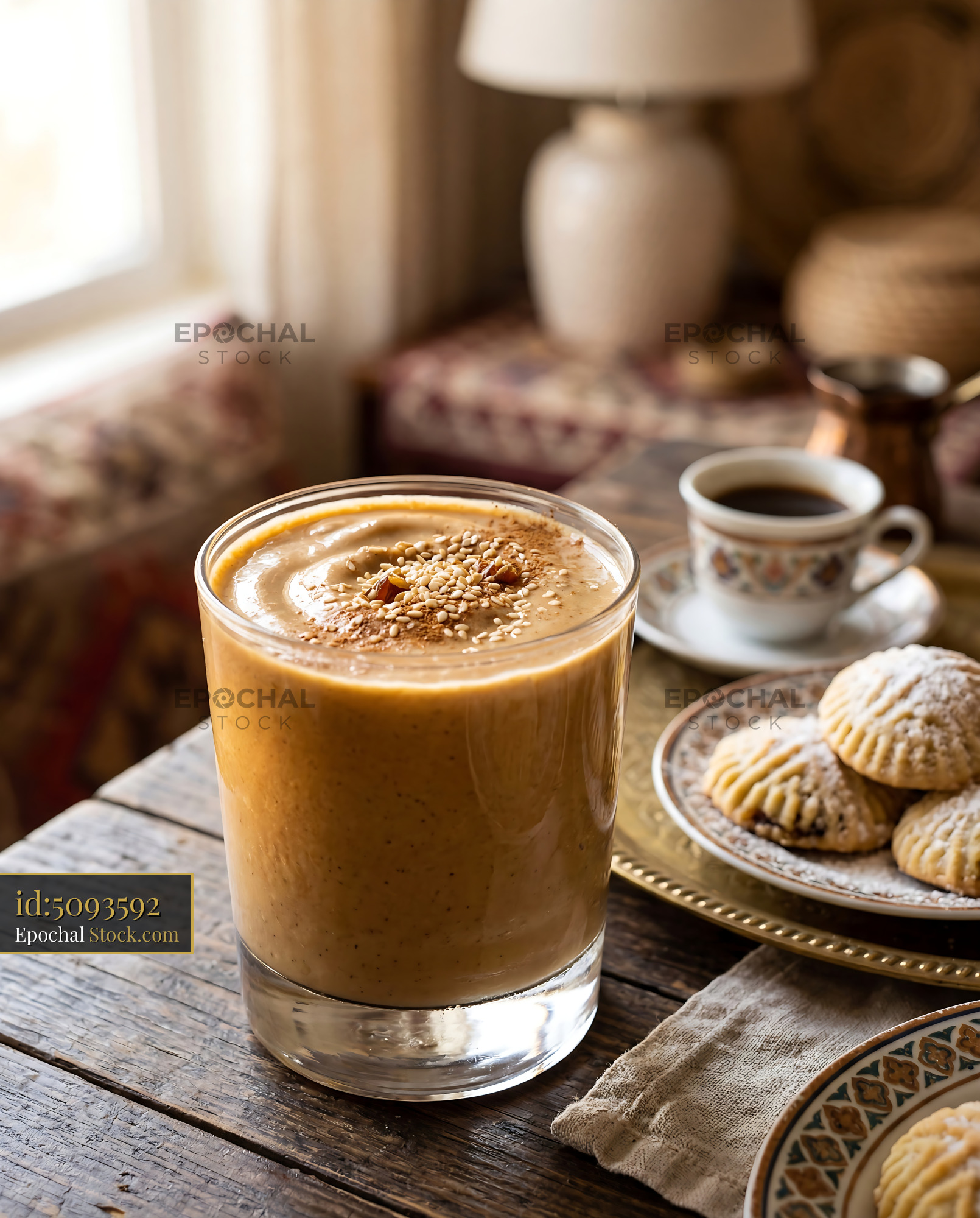 Tahini Date Shake with Sesame and Coffee - stock photo