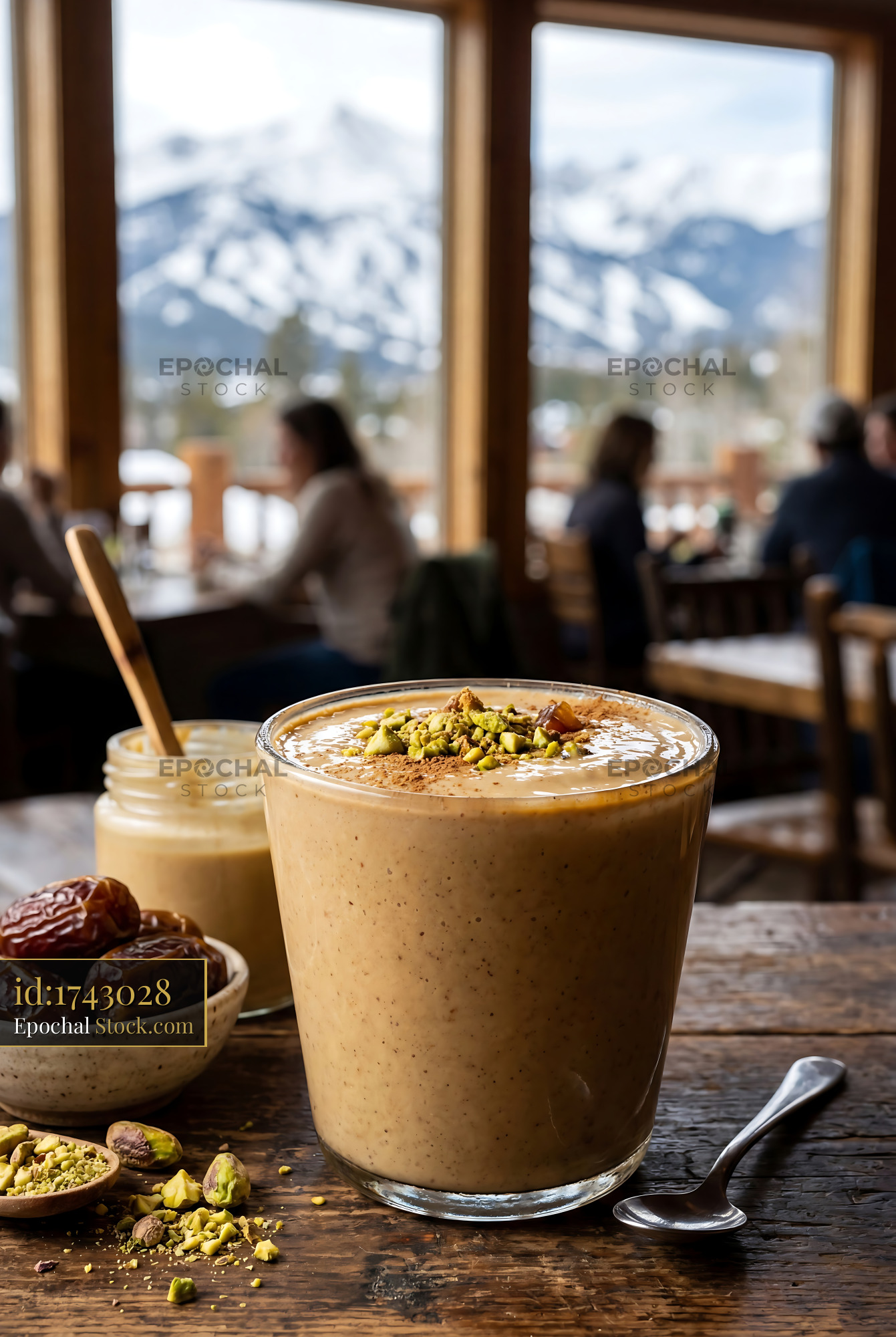 Tahini Date Shake with Pistachio Mountain Caf? - stock photo